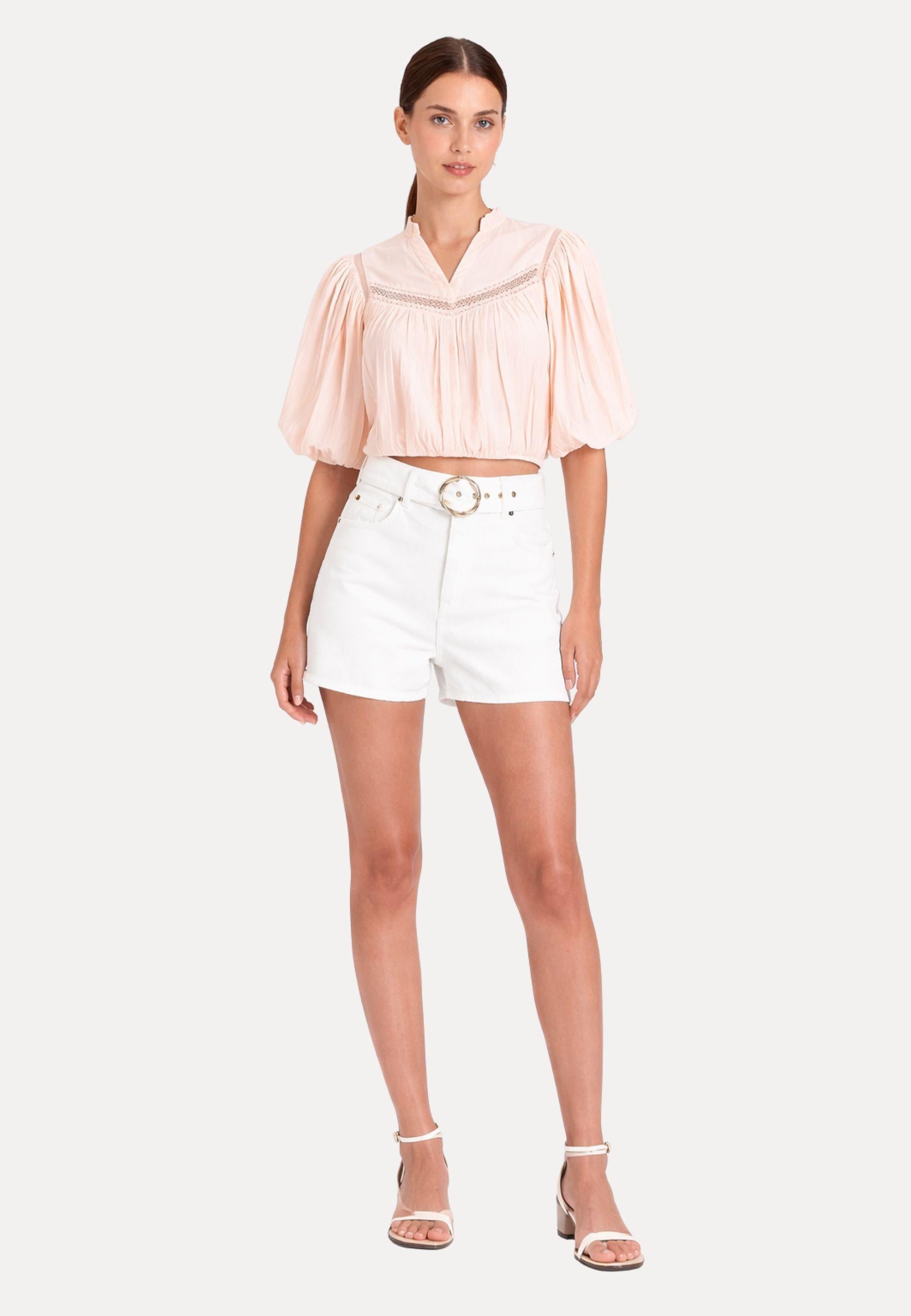 Shorts in cotone con cintura 