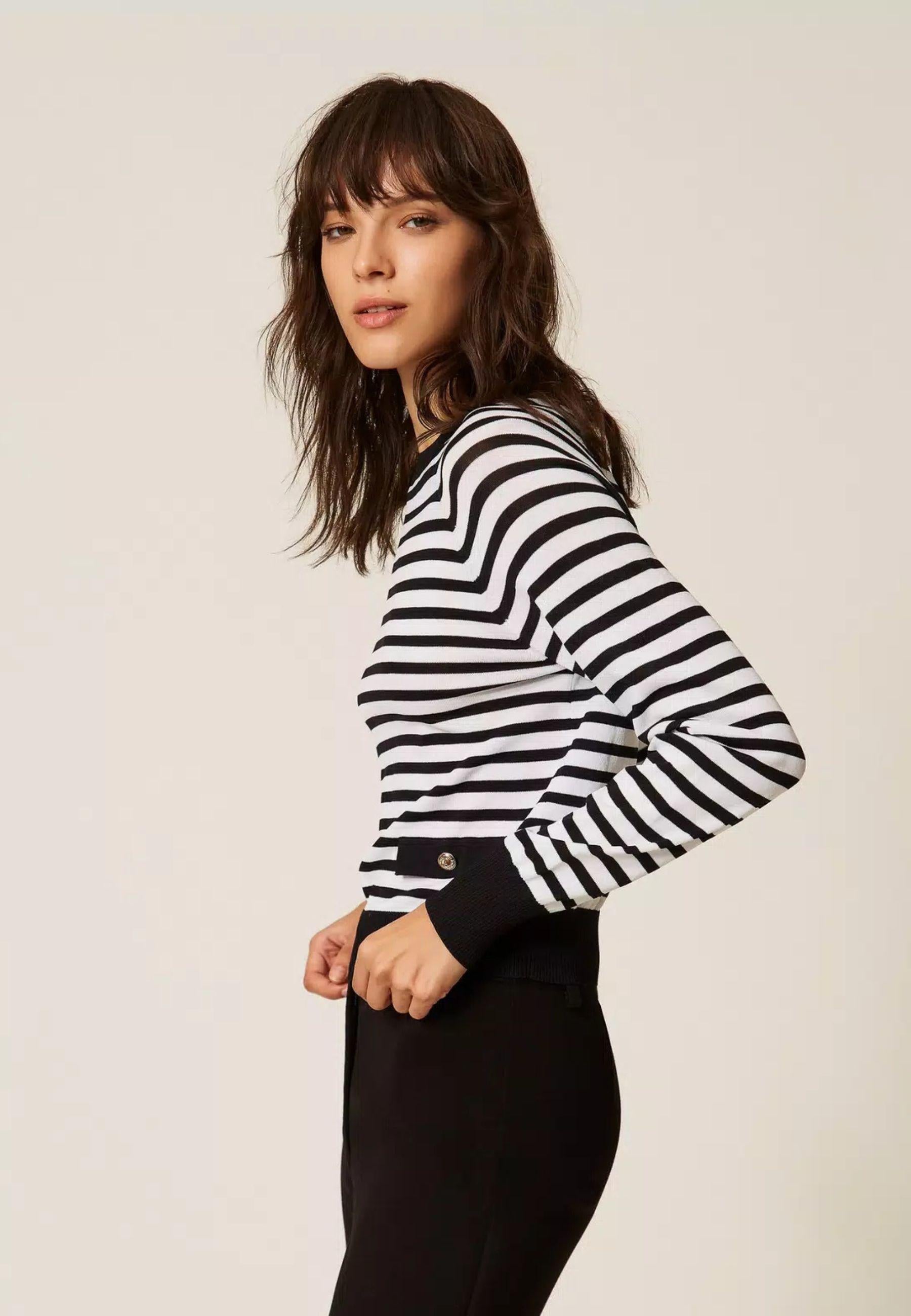 Maglia girocollo a righe Actitude 