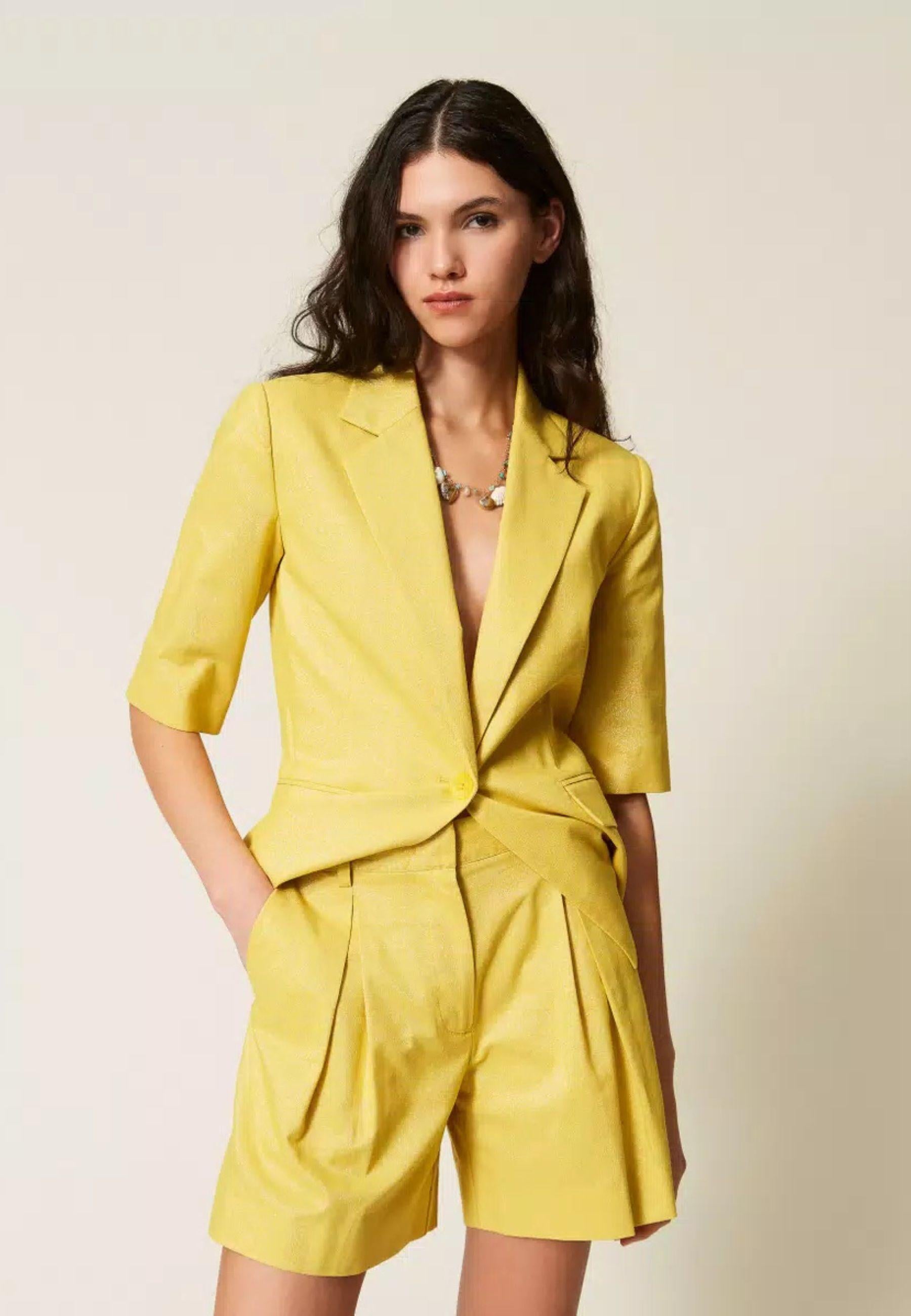 Bermuda Actitude in misto cotone e lino lurex 