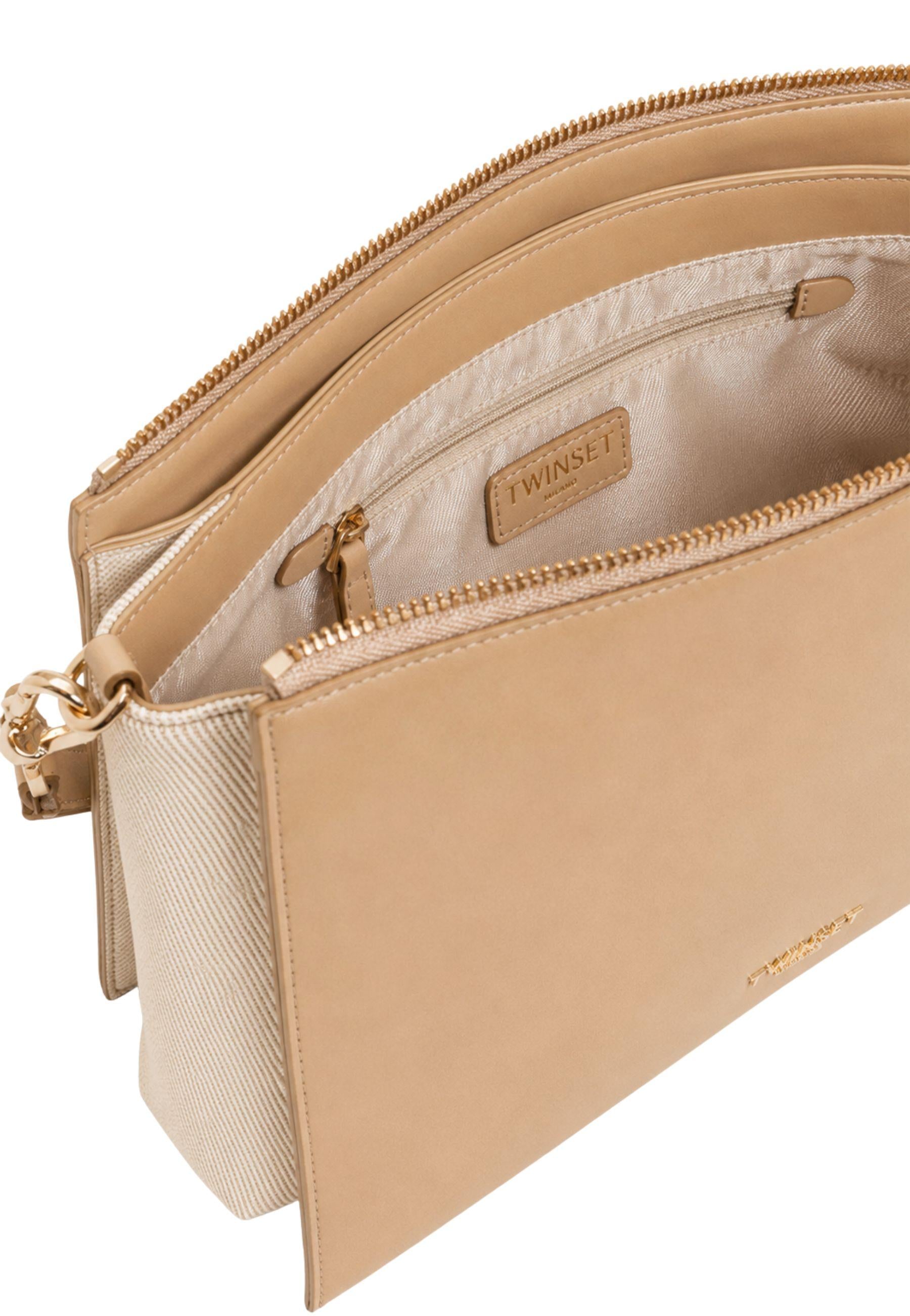 Borsa a Tracolla con Inserti in Tessuto 