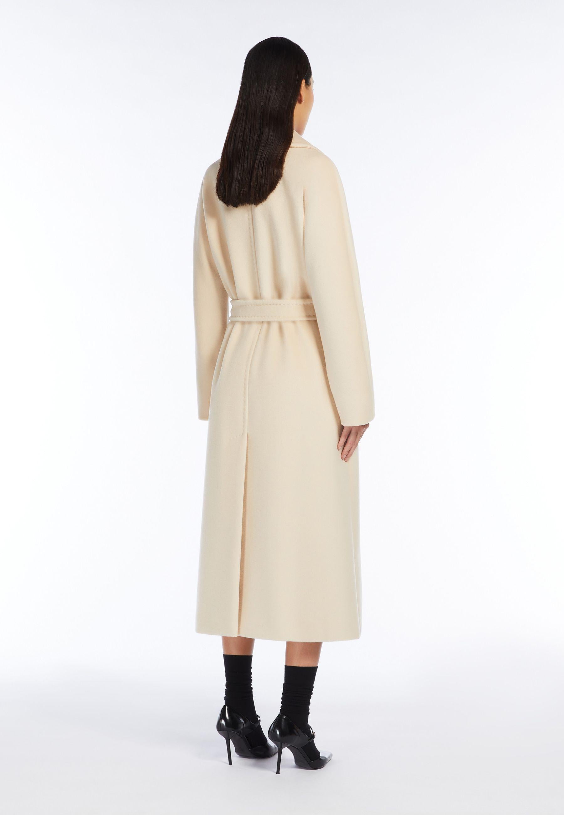 Max Mara Studio - Cappotto lungo in panno di castoro di pura lana vergine con cintura 