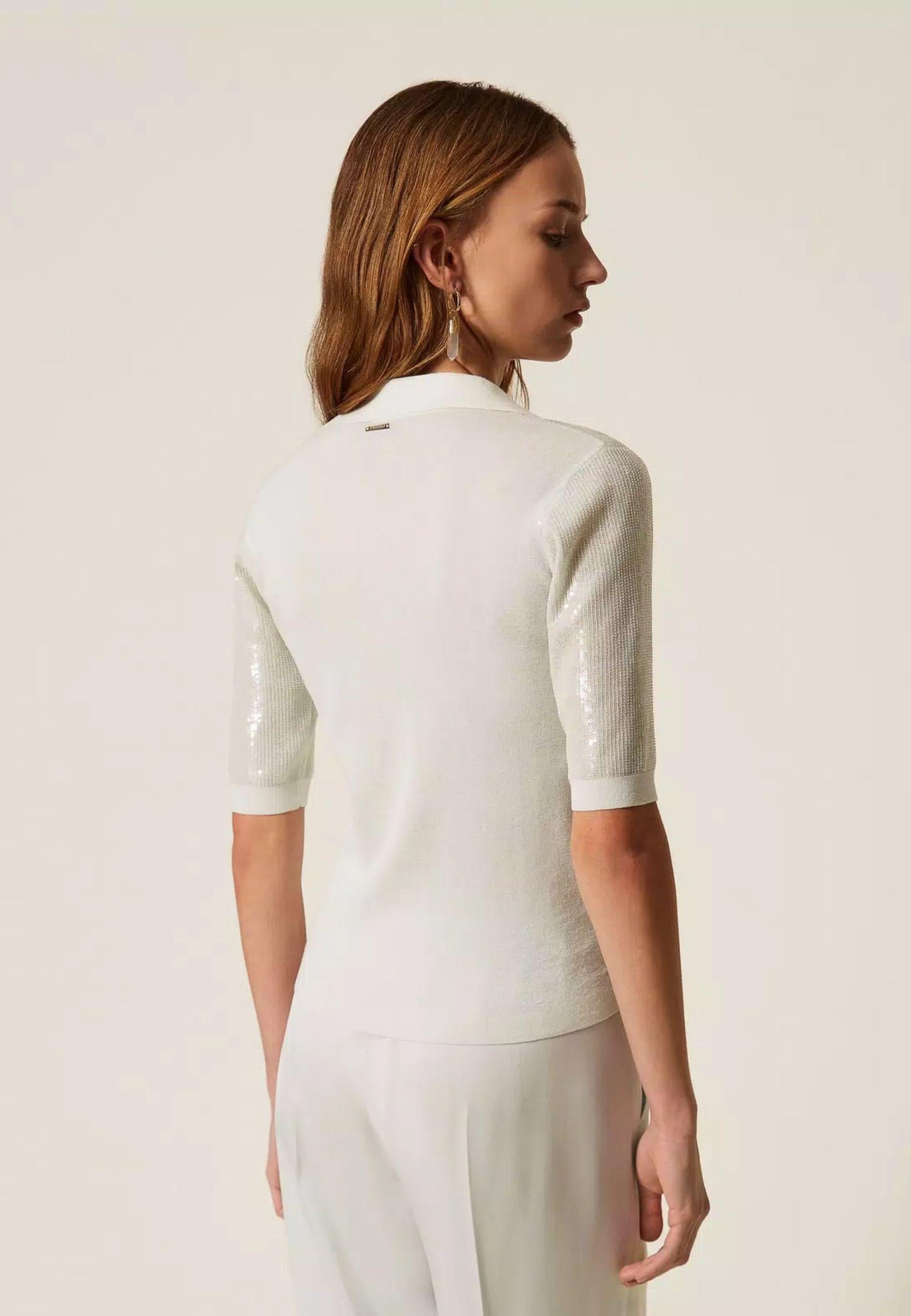 Maglia a polo con paillettes 