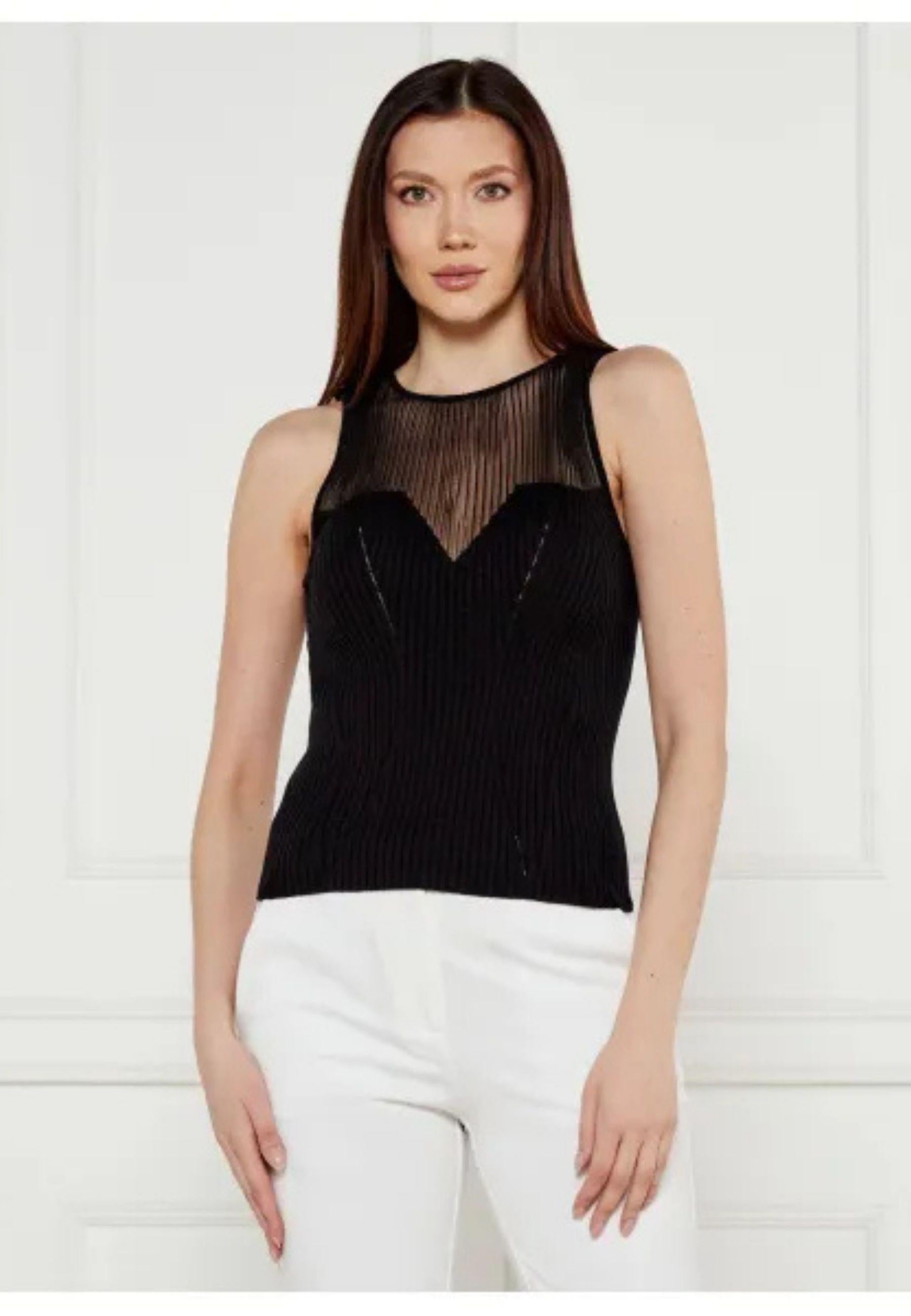 Top in lana SHISPARE con inserti trasparenti 