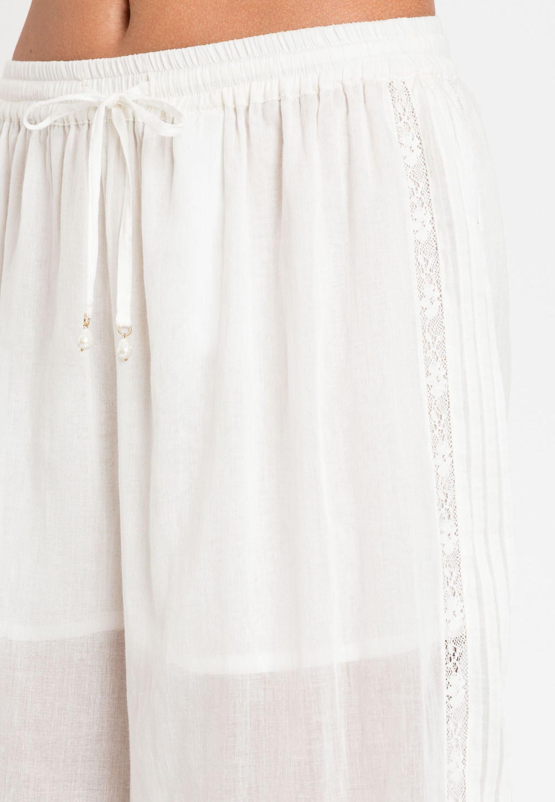 Pantalone Twinset U&B in cotone con inserti in pizzo 
