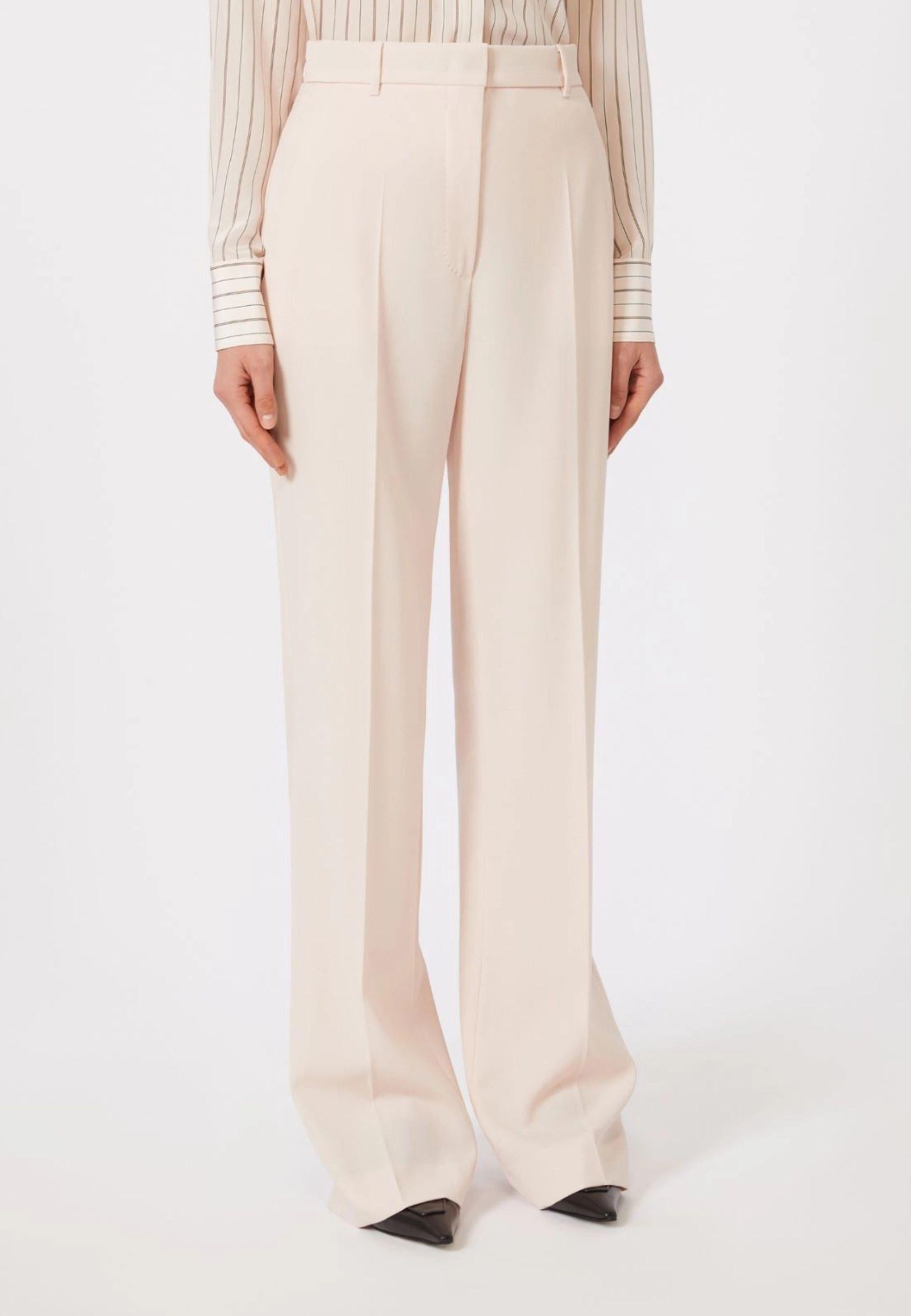 Max Mara - Pantalone in lana crêpe rosa 