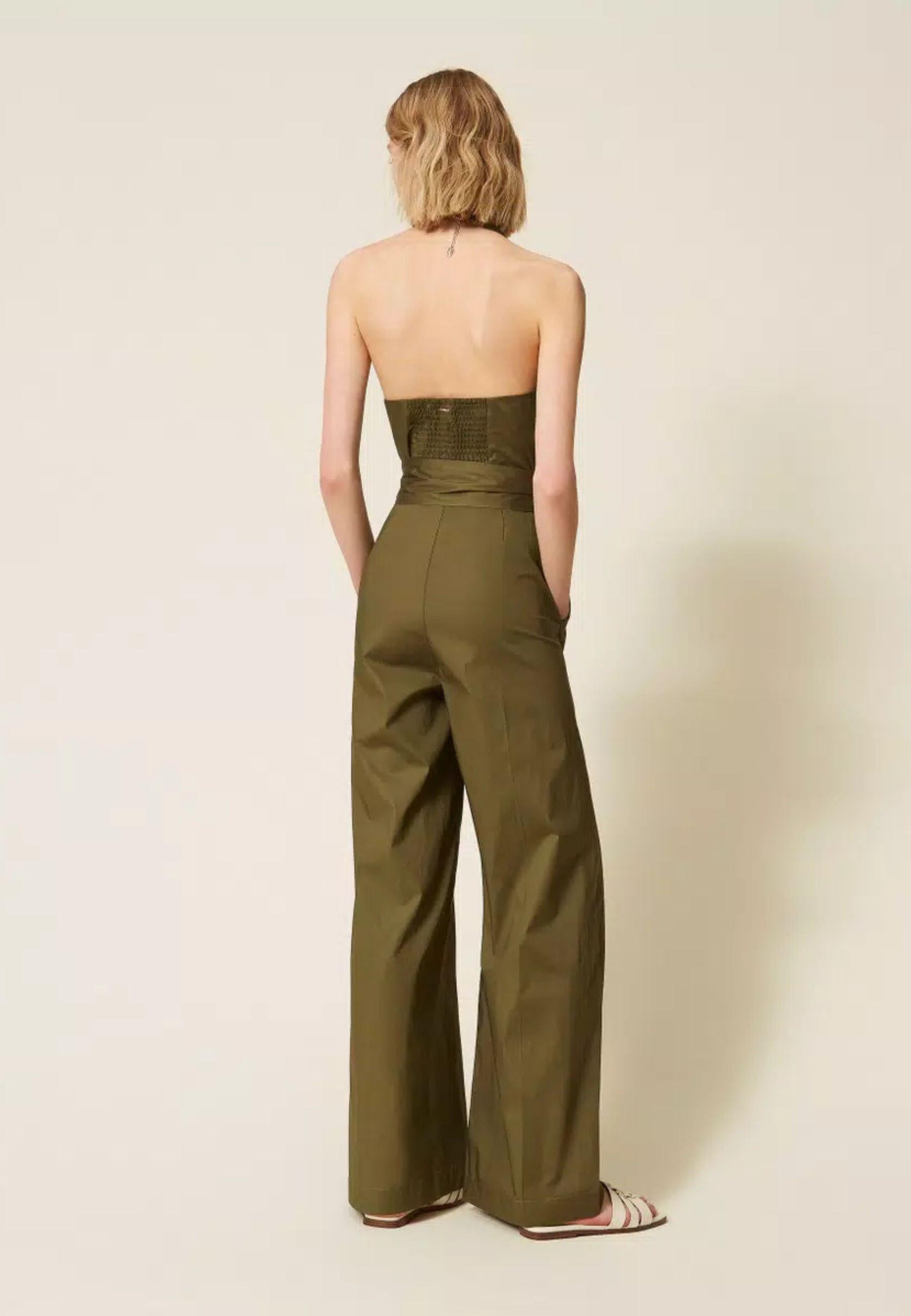 Tuta in popeline di cotone stretch con cintura - Twinset 