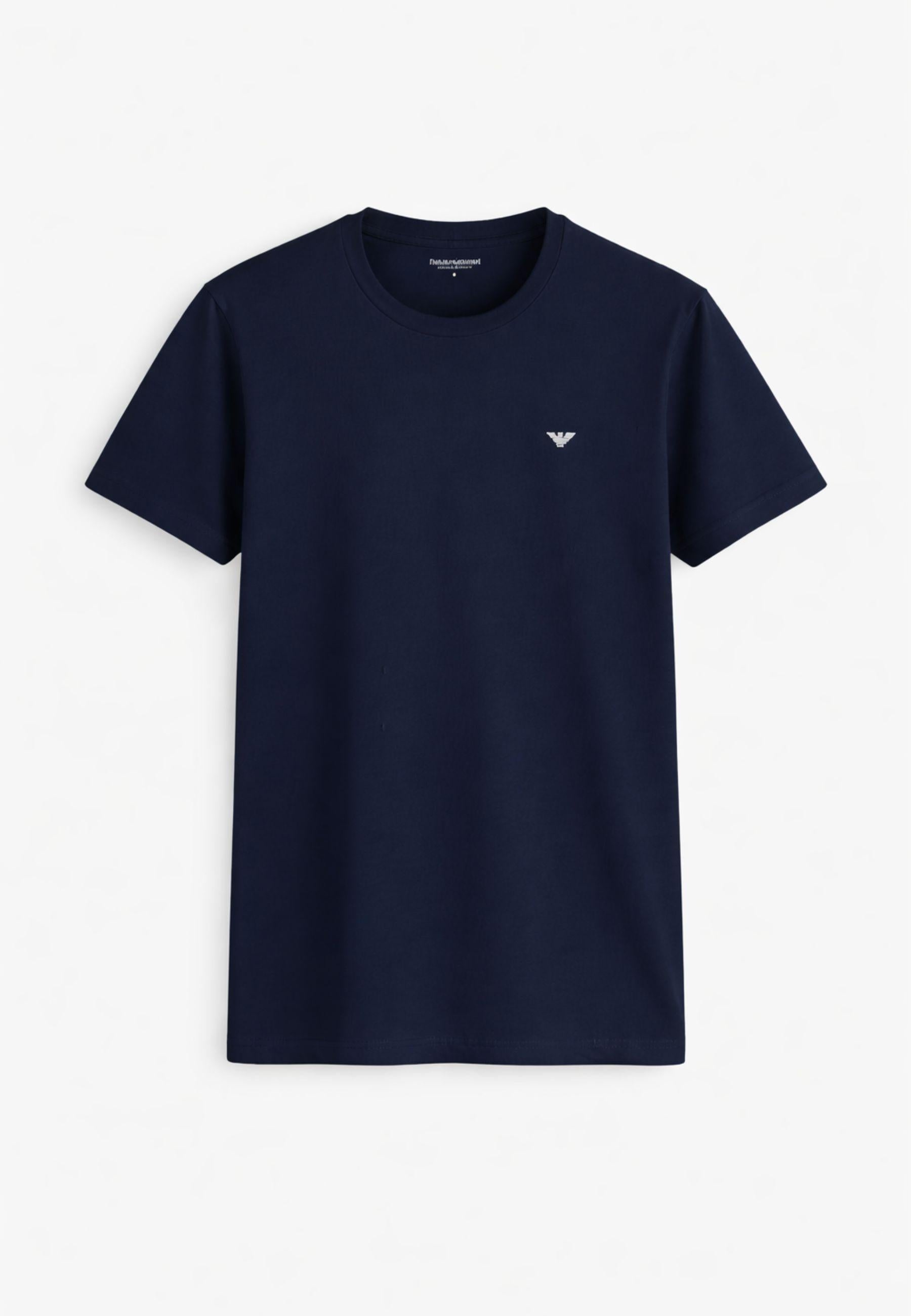 Emporio Armani - T-Shirt Regular Fit con Logo - Confezione 2 pezzi Blu/Bianco 