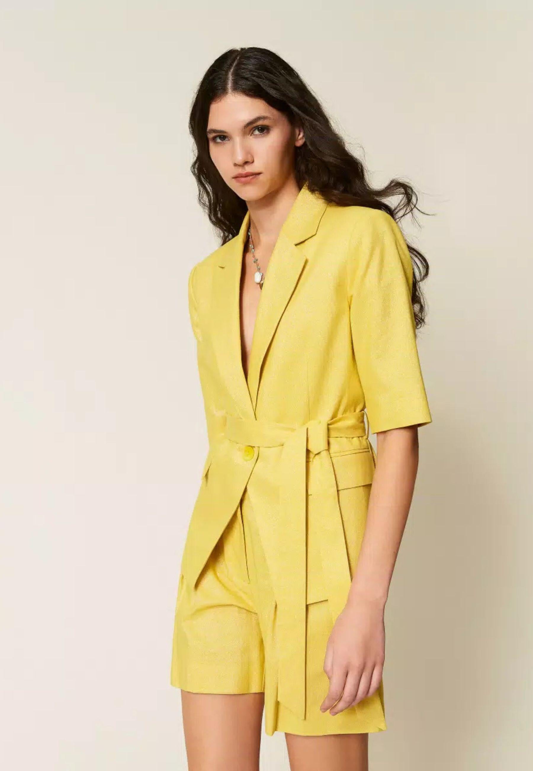 Blazer Actitude in misto cotone e lino lurex 