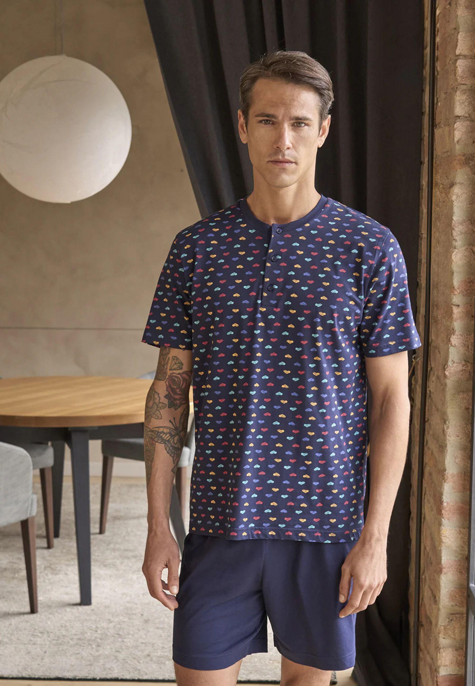 Pigiama Uomo Corto in Fresco Jersey di Cotone 