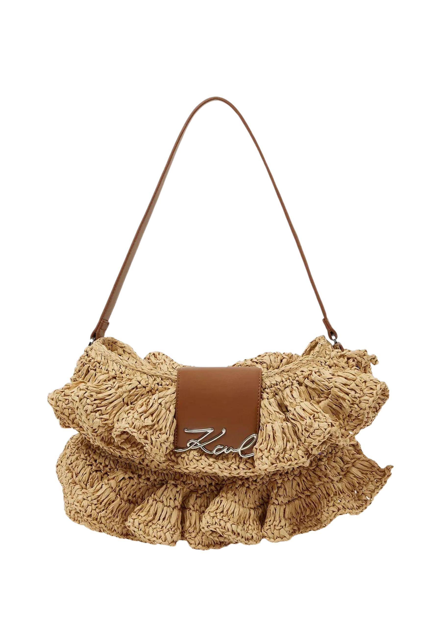 Borsa a spalla K/Signature con volant 