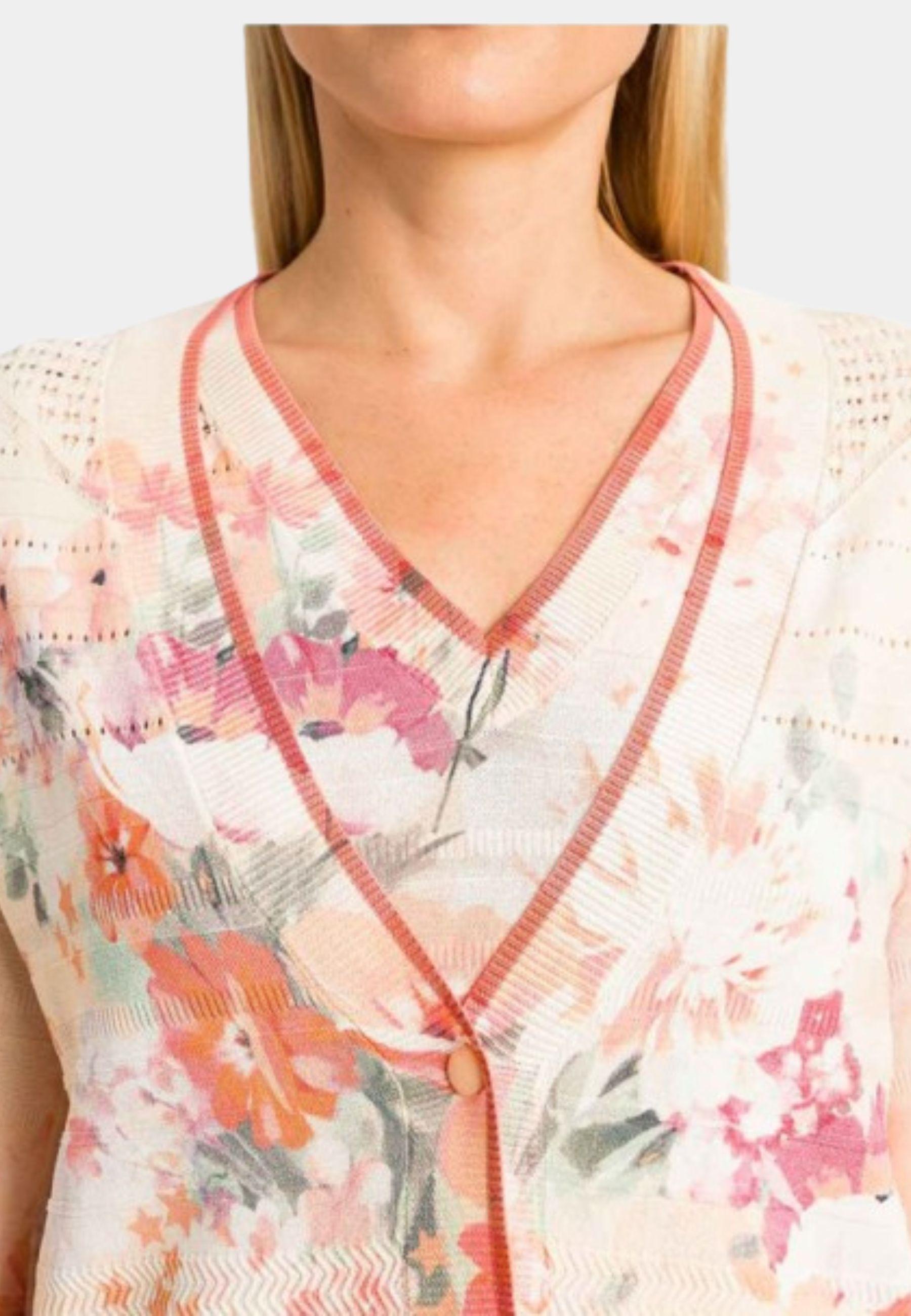 Completo cardigan e top a fantasia con scollo a V 