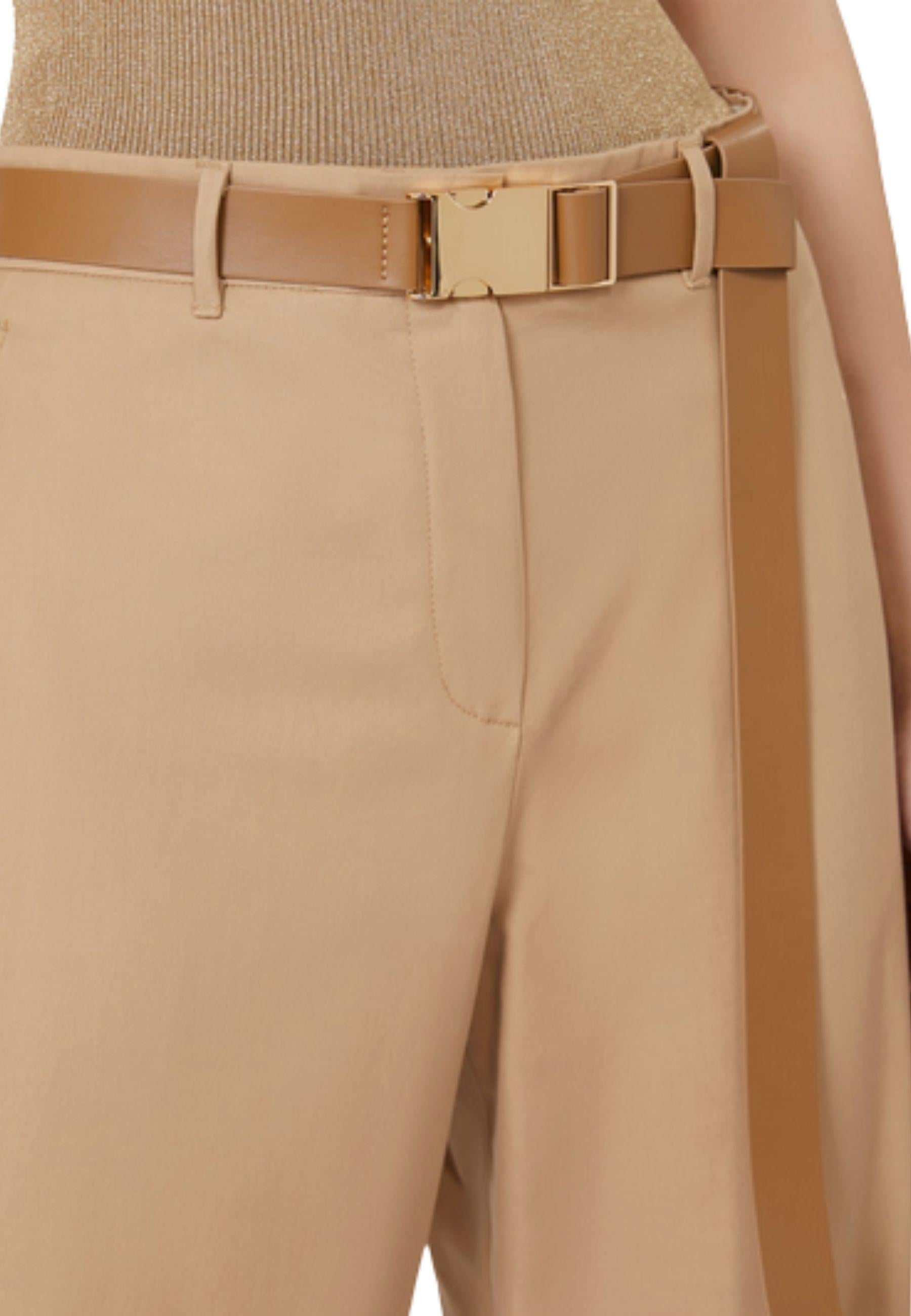 Max Mara Studio - Pantalone BLEU in cotone colore cammello 