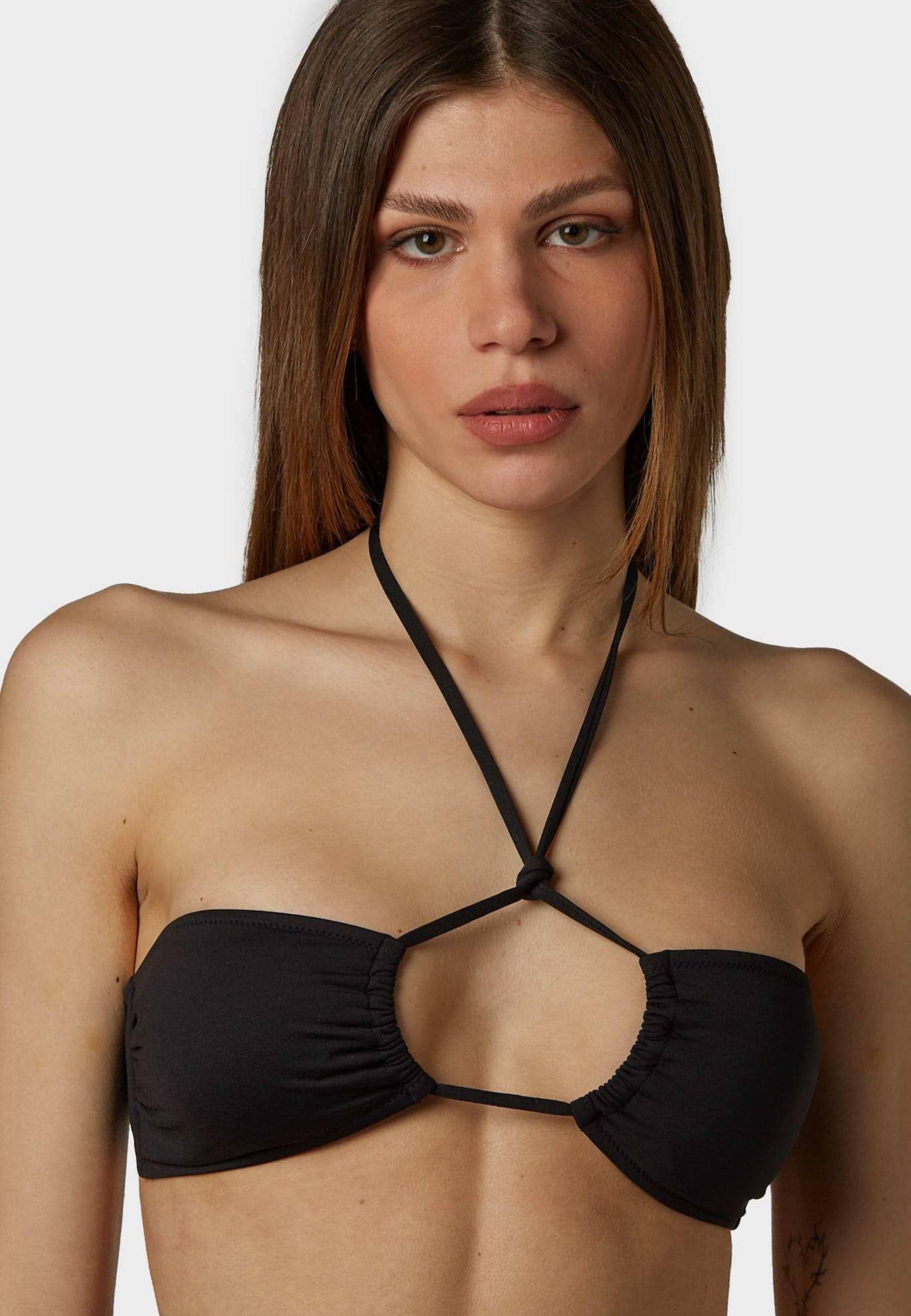 Top bikini con scollo all'americana 