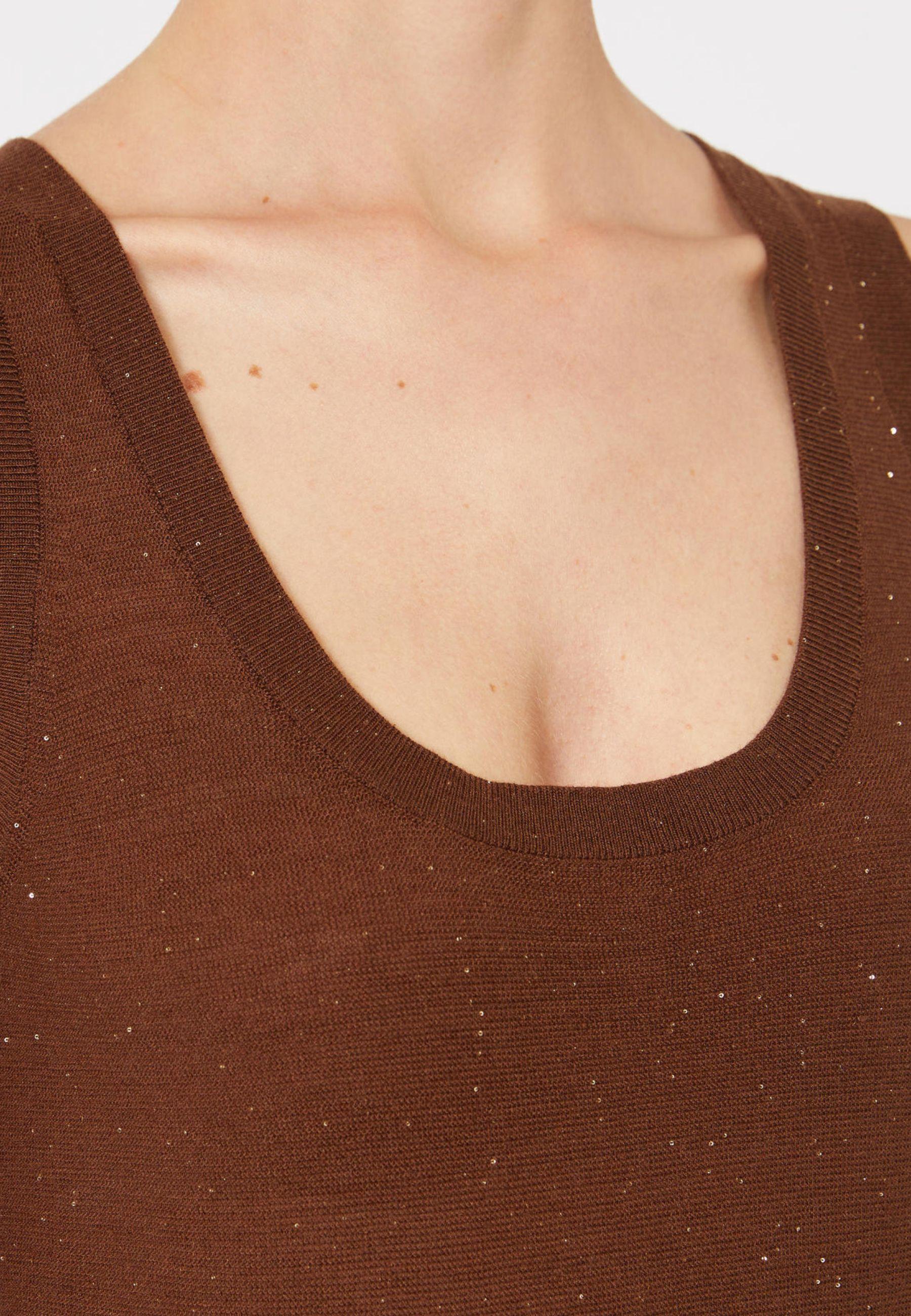 Max Mara Studio - Top in lana e seta con micro paillettes 