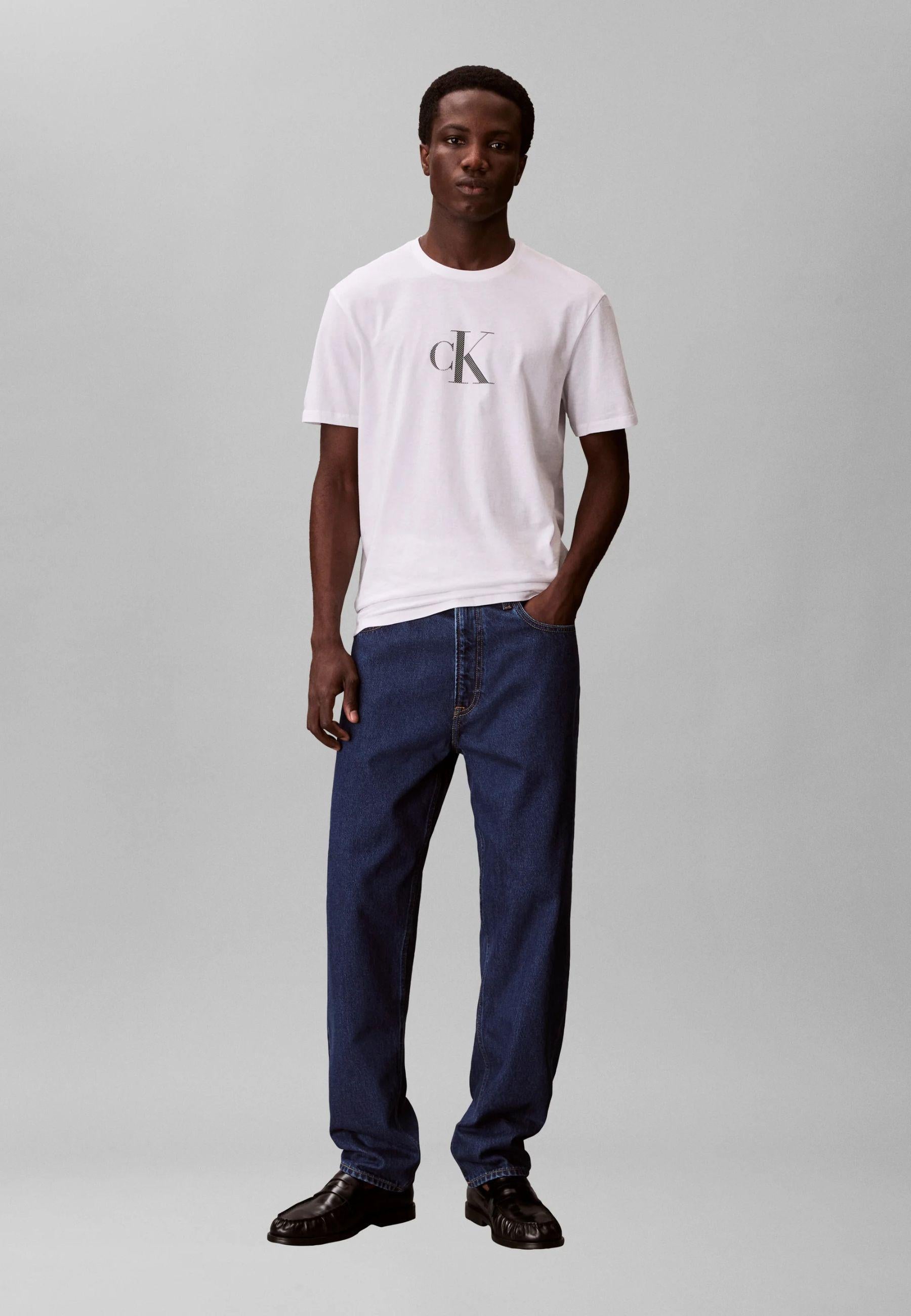 Calvin Klein - T-shirt logo CK in jersey di cotone 