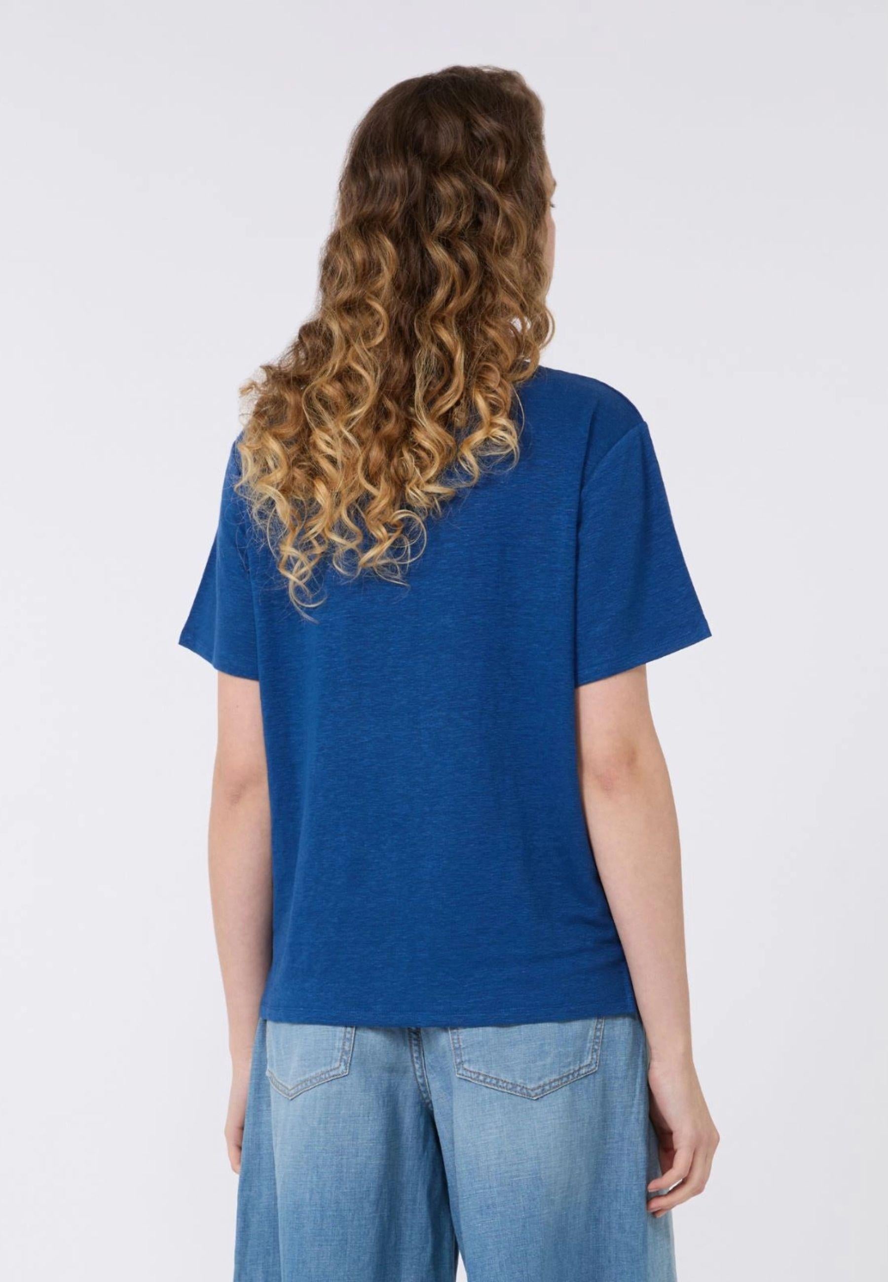 T-shirt basic in jersey di lino stretch - OCEANO 
