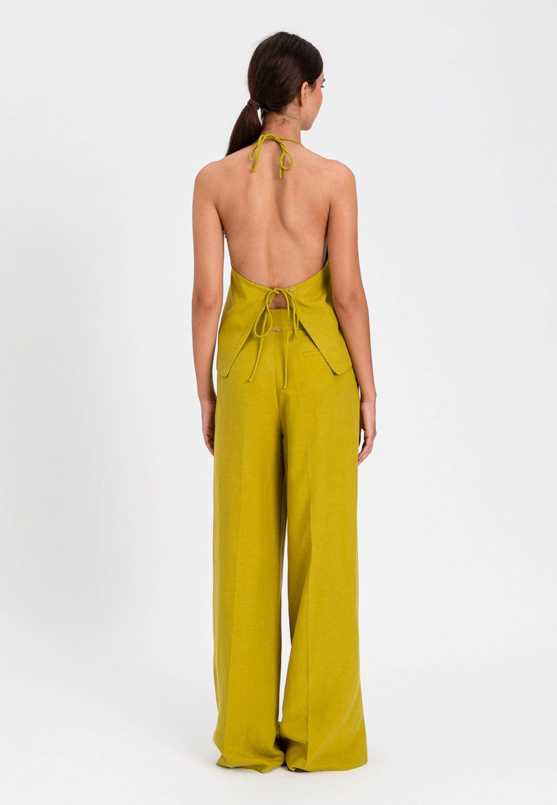 Pantaloni ampi in misto lino e lyocell 