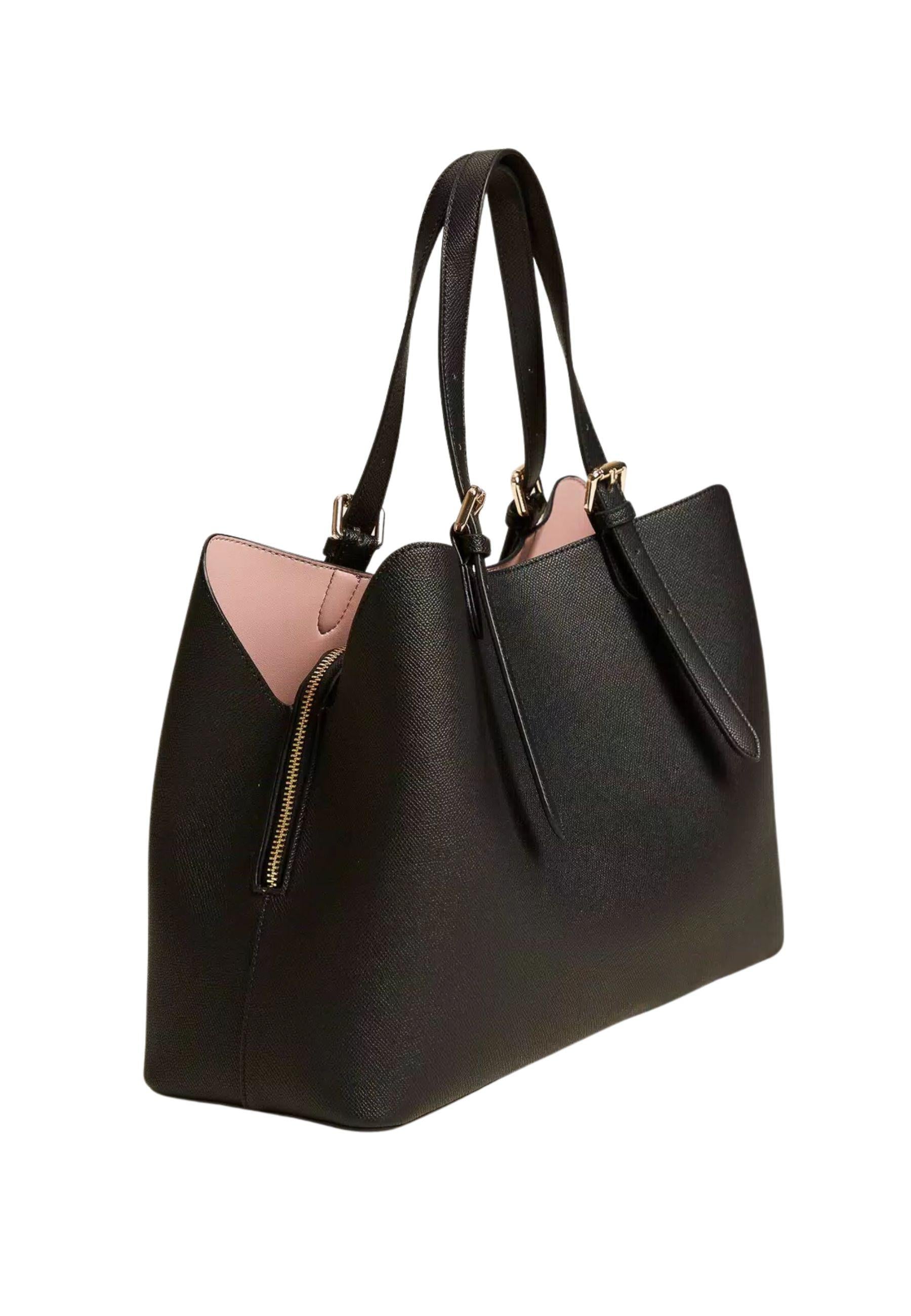 Borsa Tote Bicolor Effetto Pelle Martellata con Fibbie Regolabili 