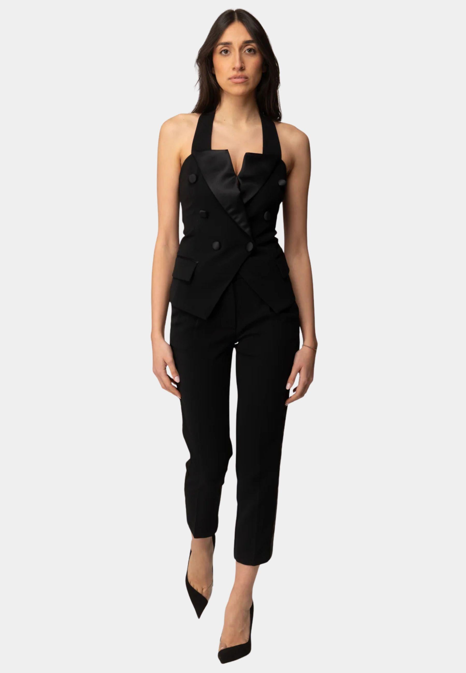 Pantaloni Cropped Twinset Actitude in Crêpe - Nero 