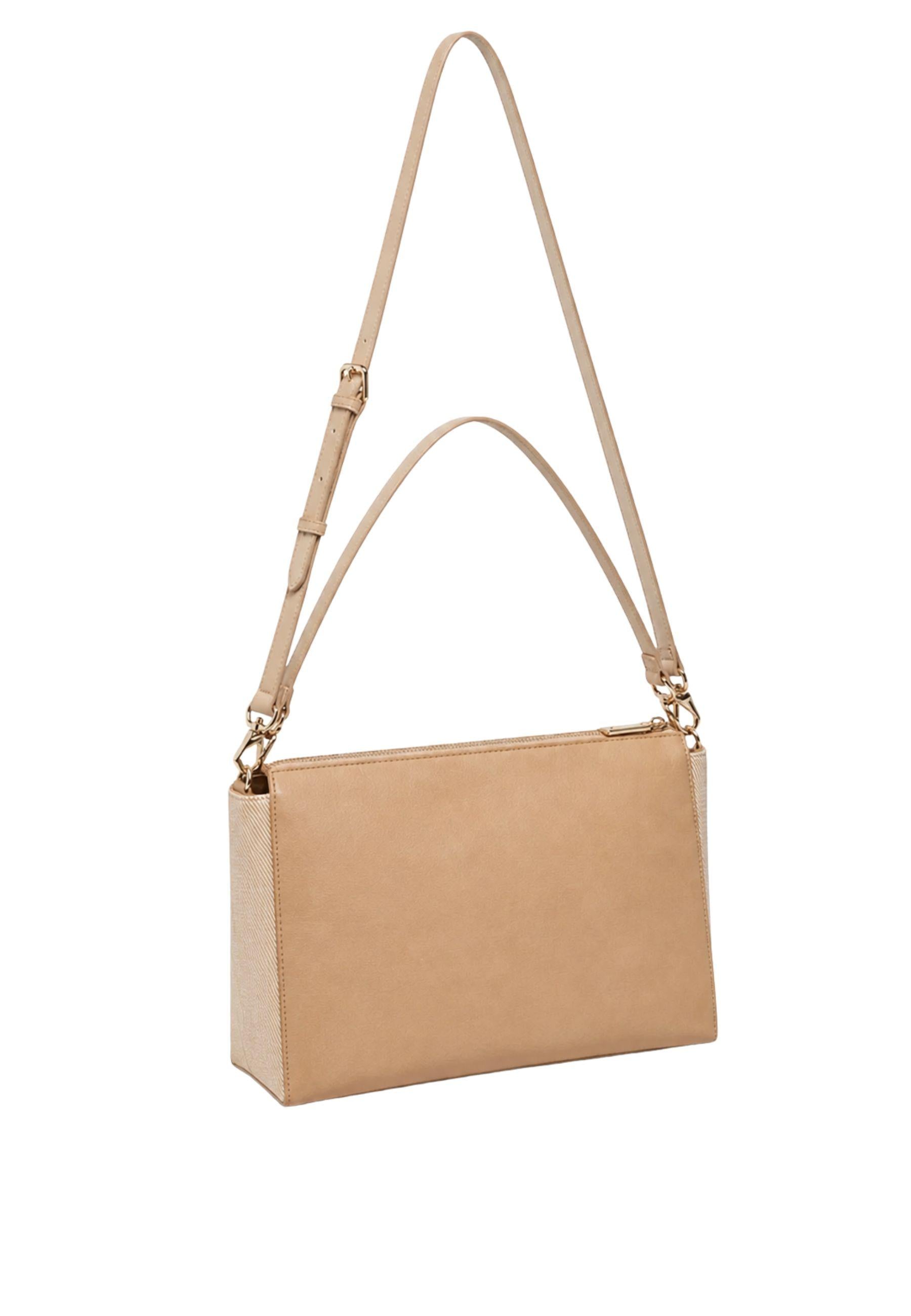 Borsa a Tracolla con Inserti in Tessuto 