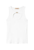 Twinset - Top smanicato in cotone con dettaglio gioiello
