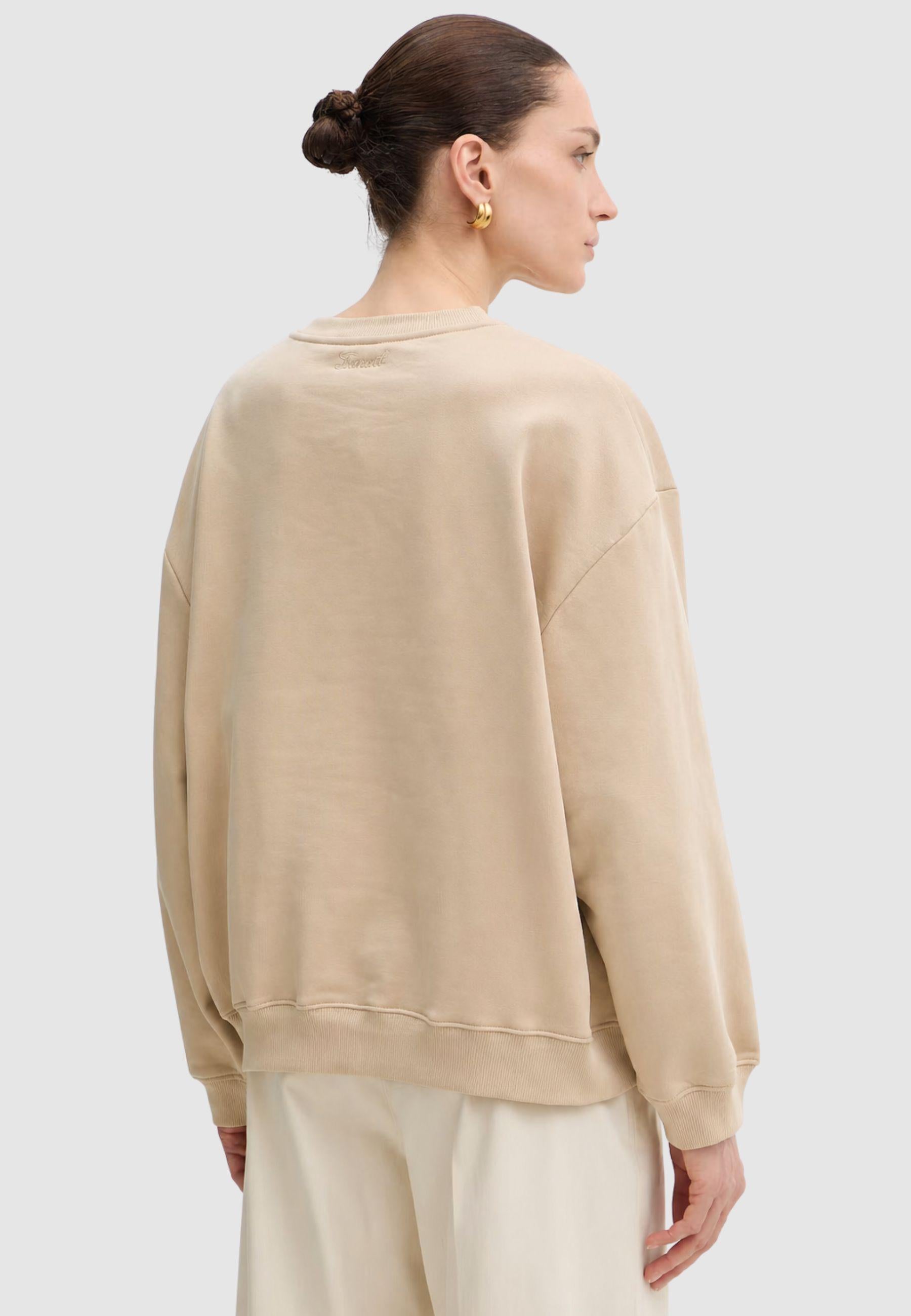 Twinset Felpa in Cotone Beige - Vestibilità Over<BR/> 