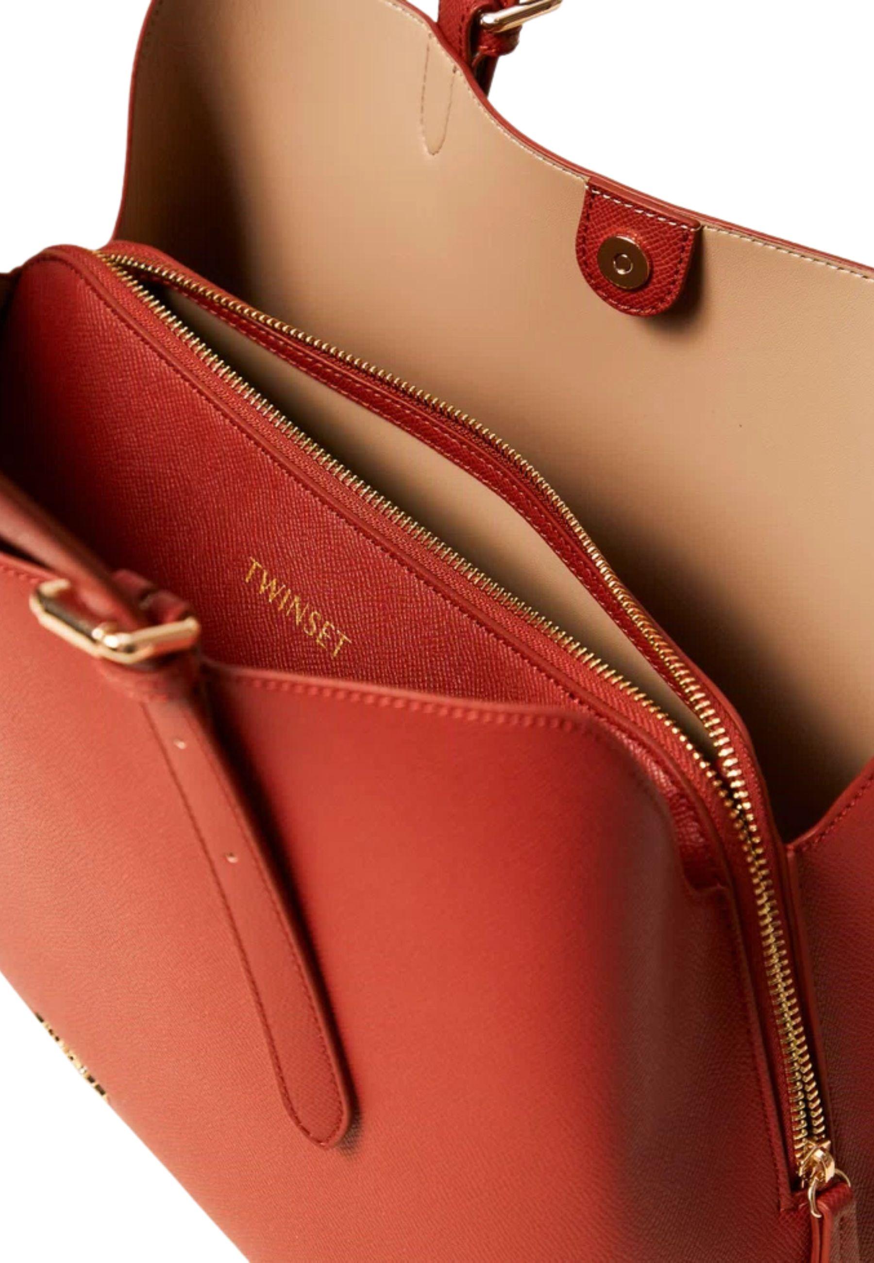 Borsa Tote Bicolor Effetto Pelle Martellata con Fibbie Regolabili 