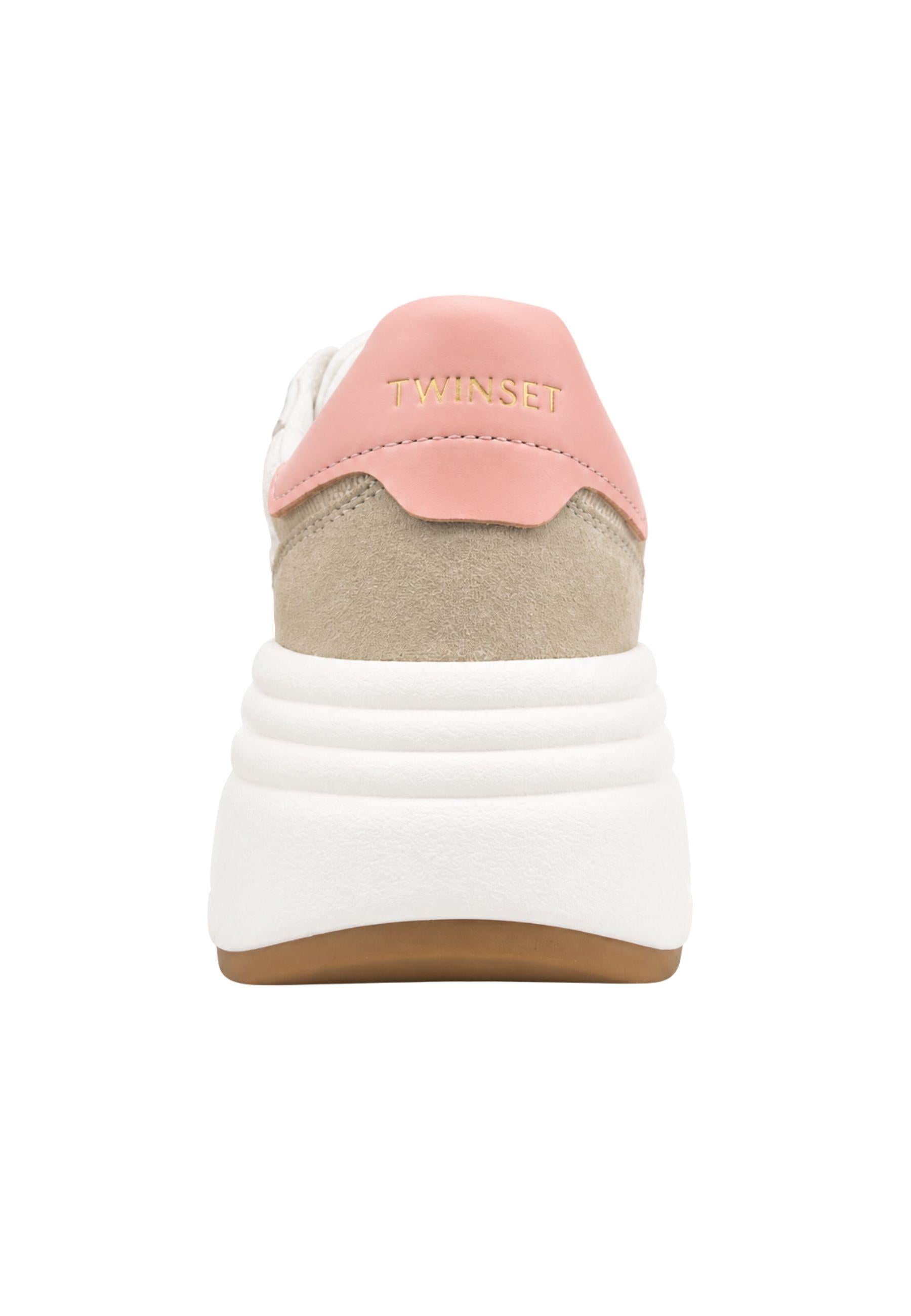Sneakers Twinset in tessuto con ricamo floreale 