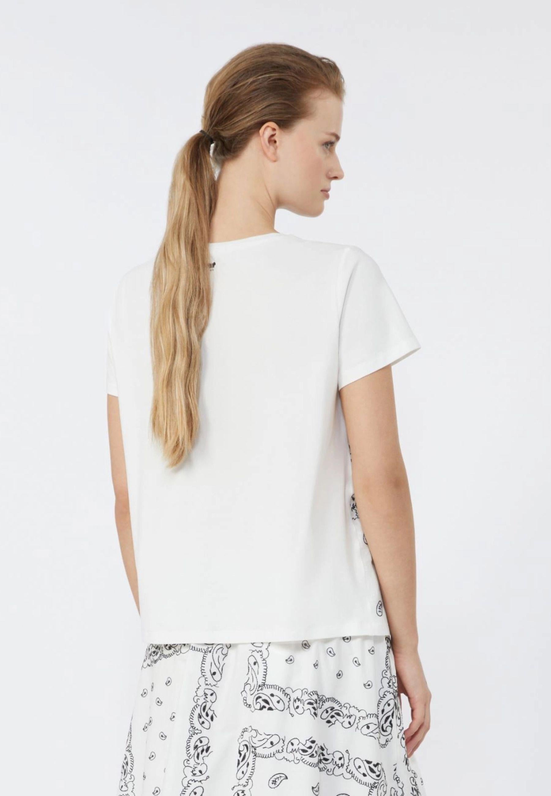 Weekend Max Mara - T-shirt in lino ricamato e jersey di cotone stretch 