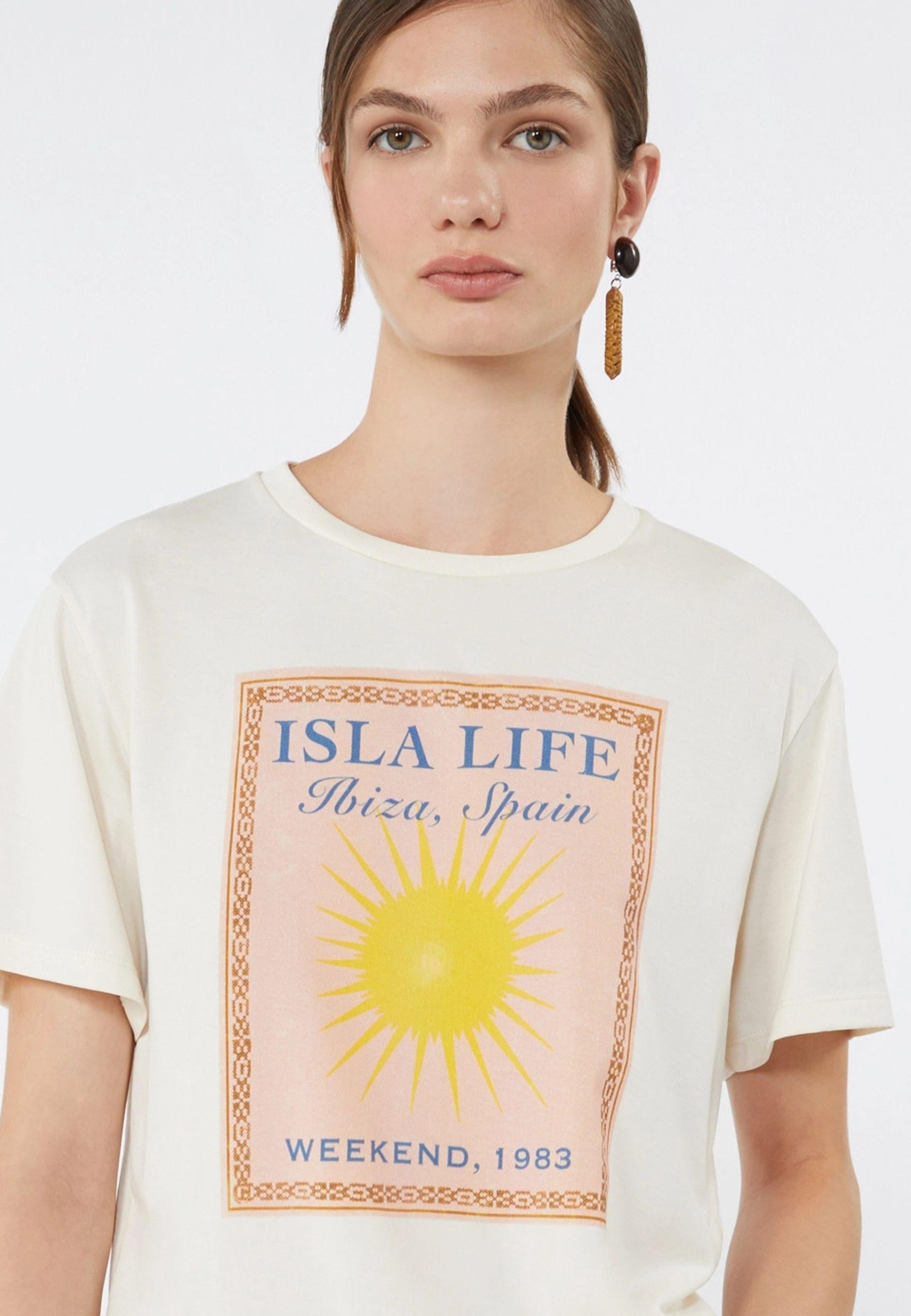 T-shirt in jersey di cotone con stampa frontale 