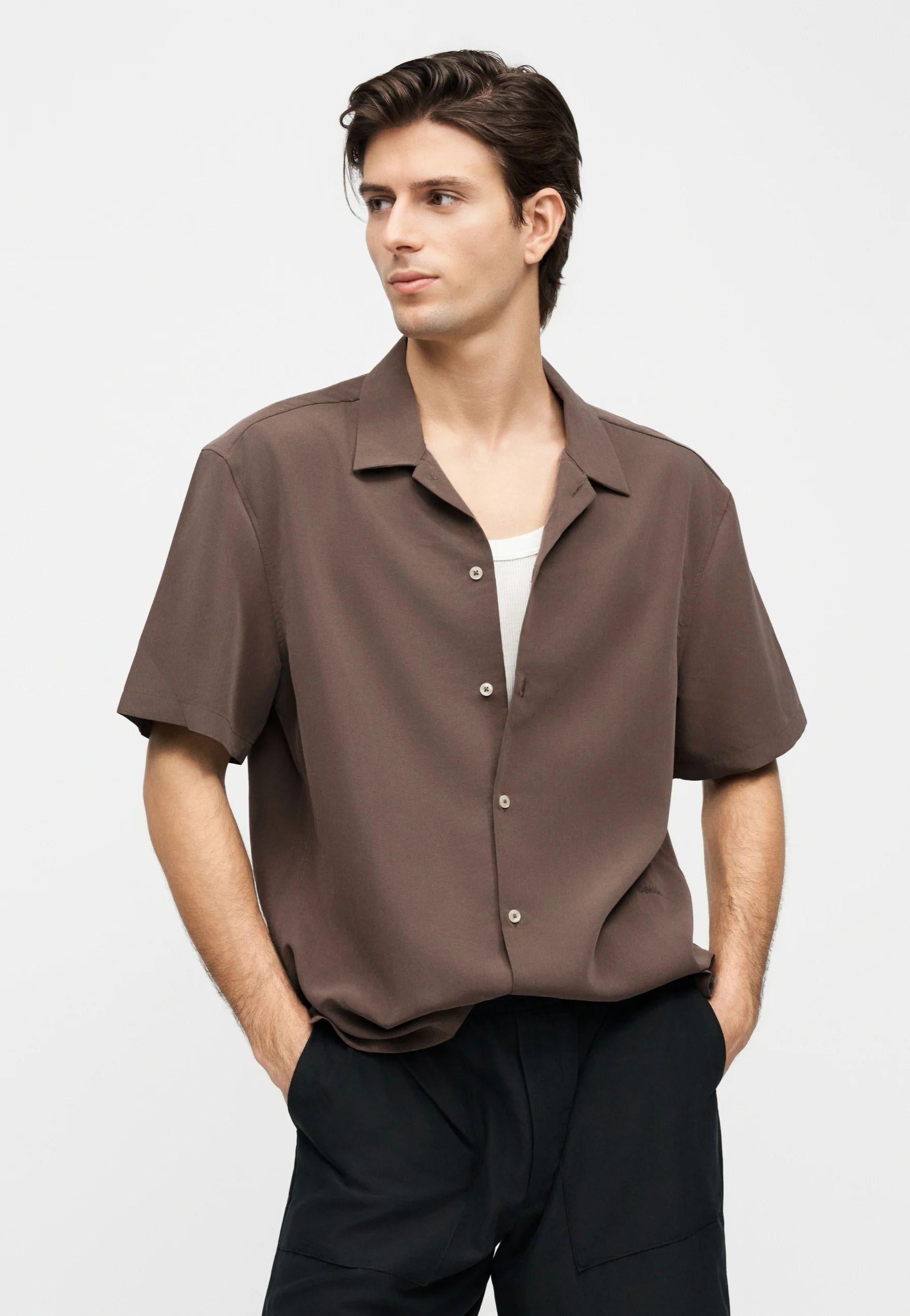 Calvin Klein - Camicia camp collar in modal 