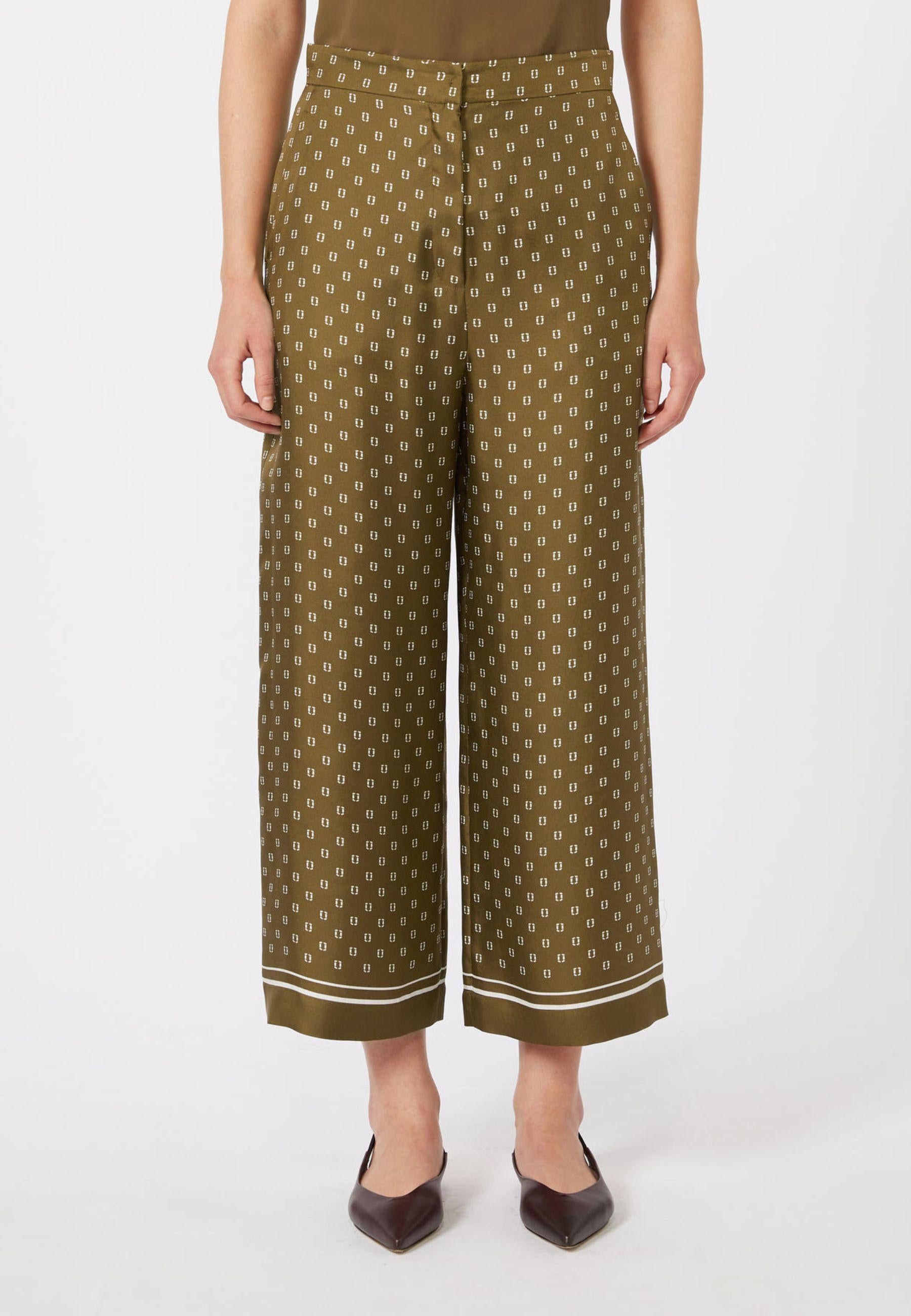 Max Mara Studio - Pantalone cropped in seta con stampa foulard 