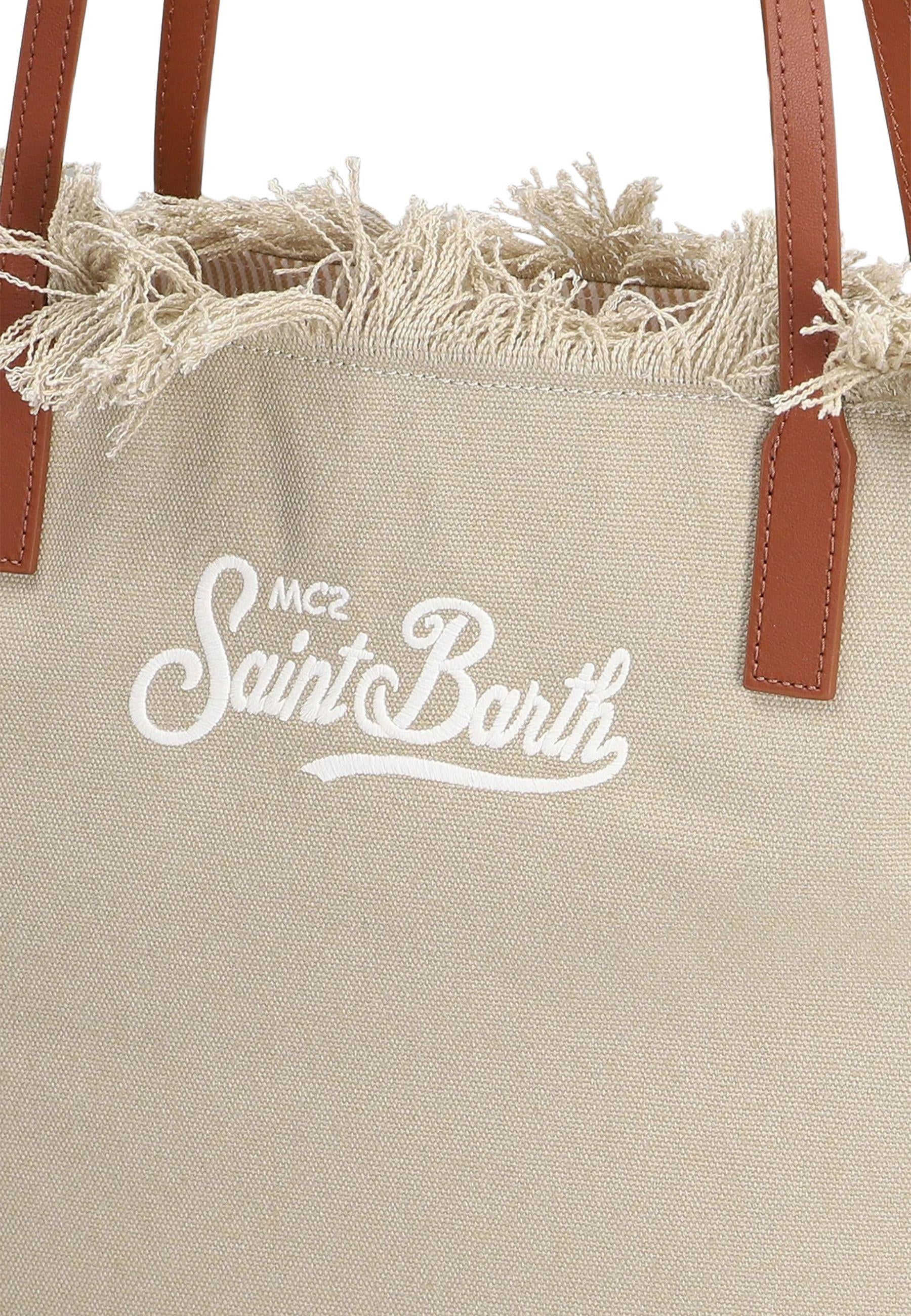 Tote City Bag Mid Fringe in tela beige 