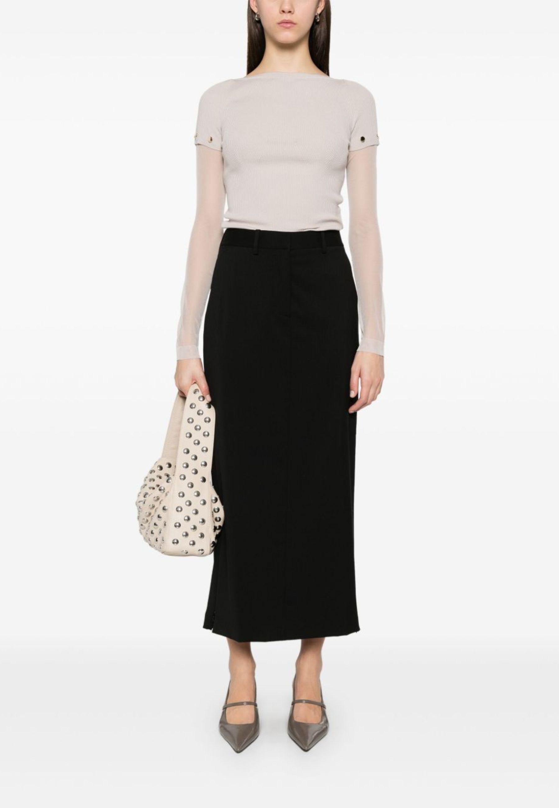 SPORTMAX - Maglia "Alcide" in viscosa stretch con maniche rimovibili 
