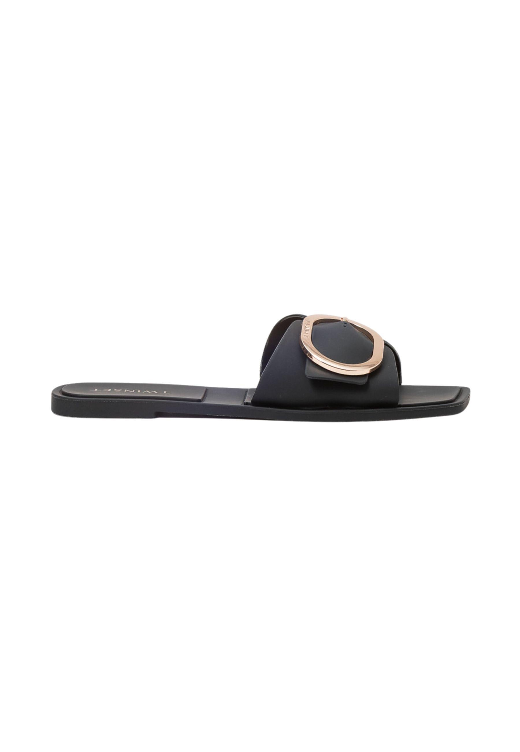 Sandali Slide con Fibbia Logo in Metallo 