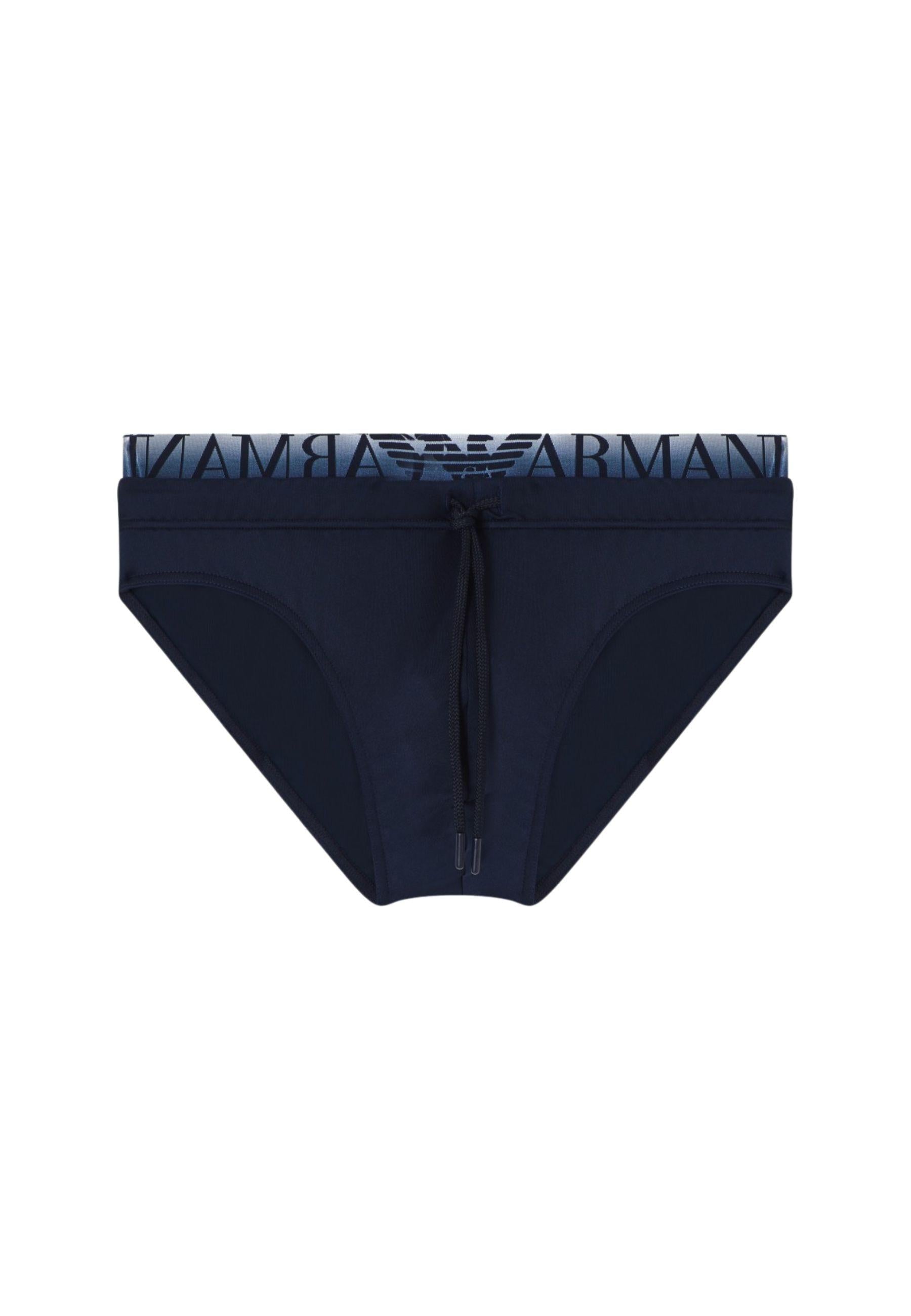 Emporio Armani - Slip mare con coulisse e logo jacquard 