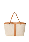 Canvas and leather shopper bag