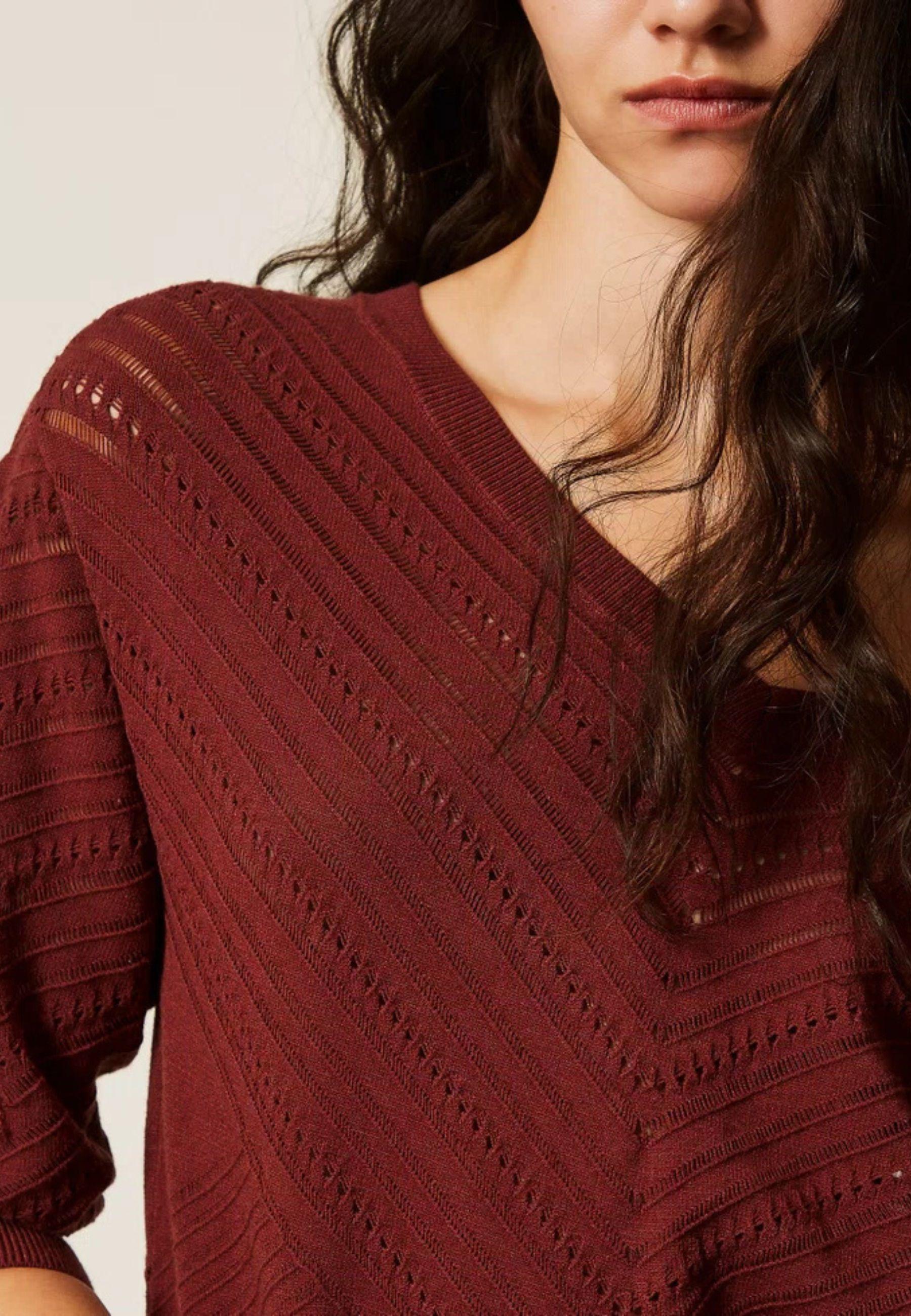 Actitude Maglia Chevron in Misto Viscosa con Lavorazione Punzonata 
