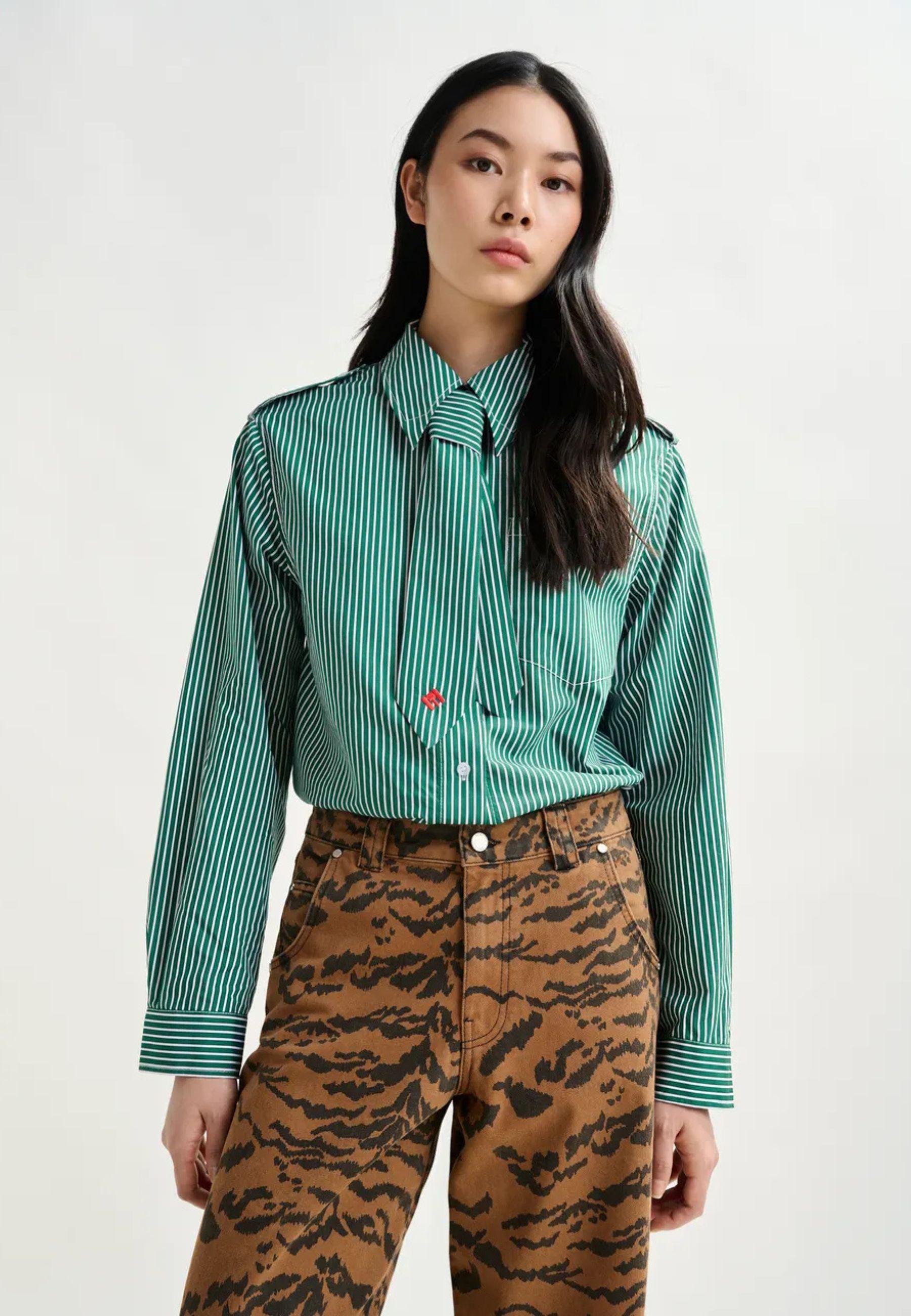 Camicia boxy a righe con fiocco removibile - Essentiel Antwerp 