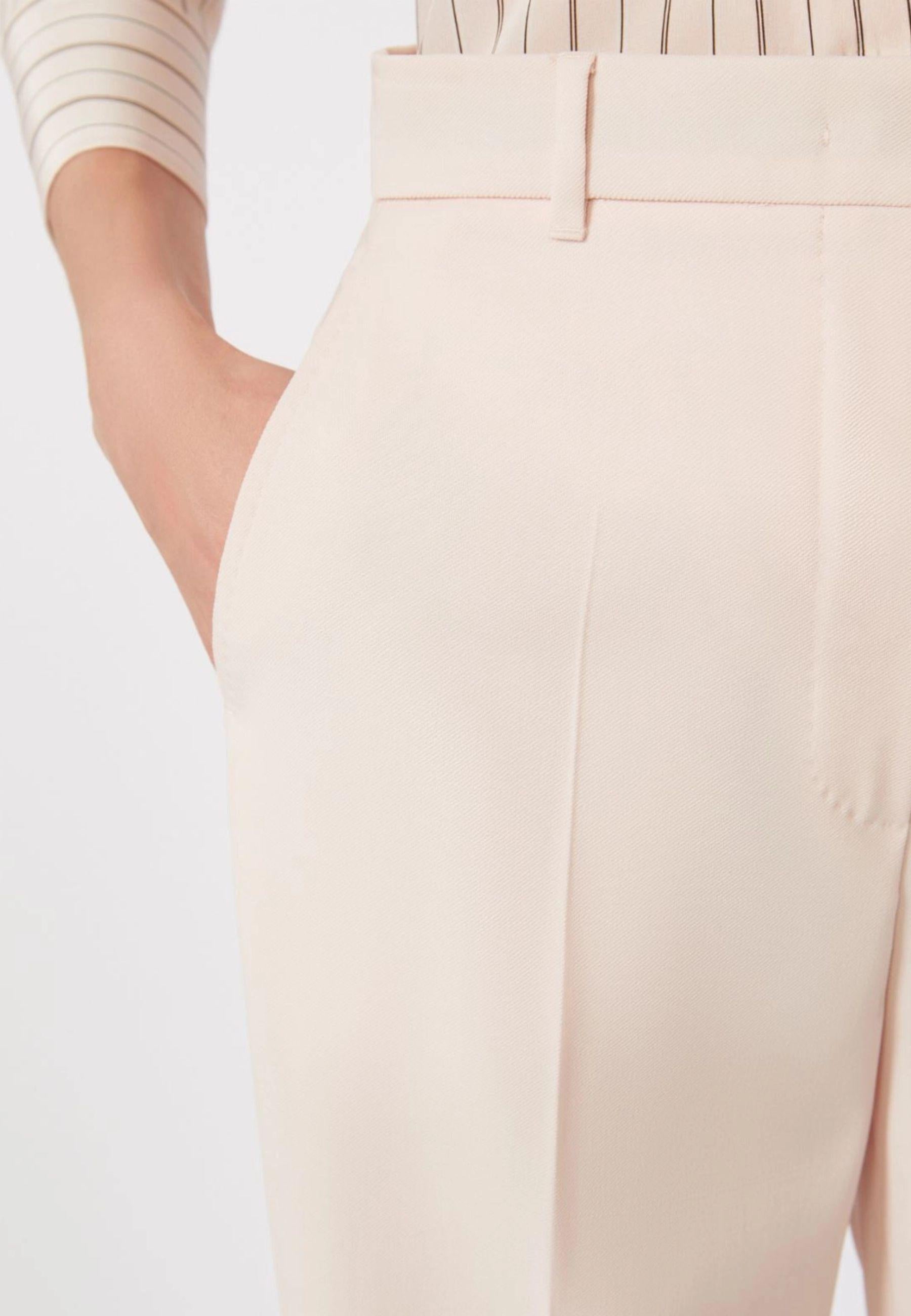 Max Mara - Pantalone in lana crêpe rosa 