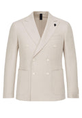 Giacca Doppiopetto in Lino e Cotone - Beige