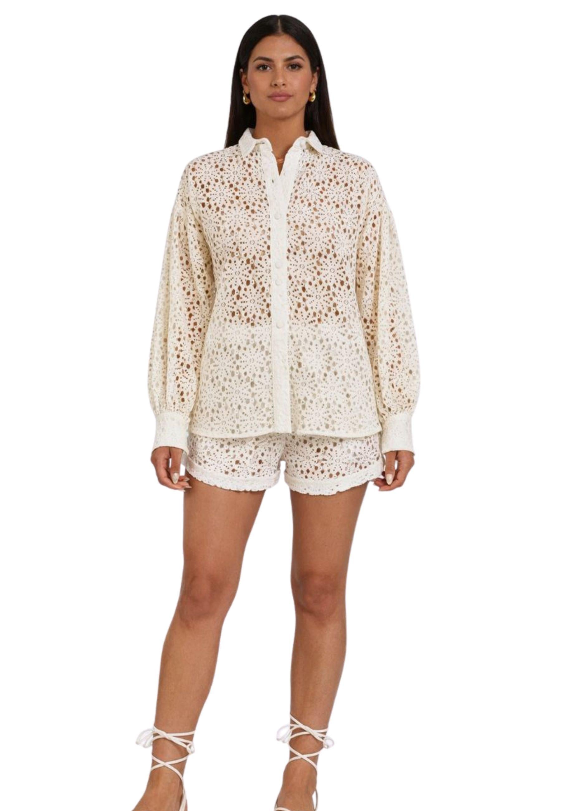 Camicia donna in pizzo floreale 