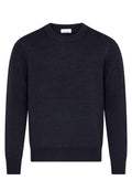 Maglione girocollo Cruciani in lana blu melangiato