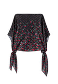 Poncho Twinset Druck Wildflowers schwarz