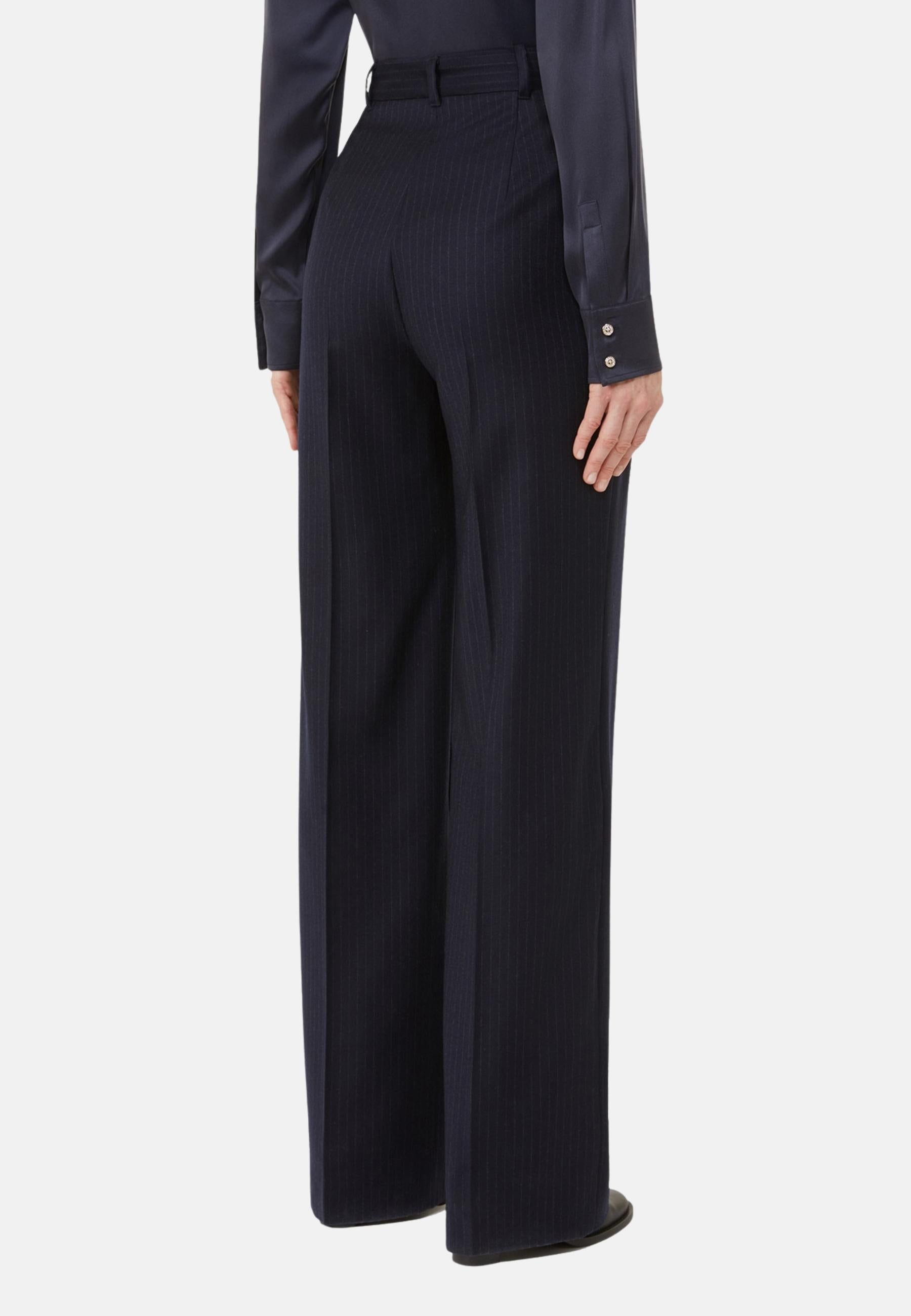 Max Mara Studio Pantalone in flanella di lana stretch gessata 