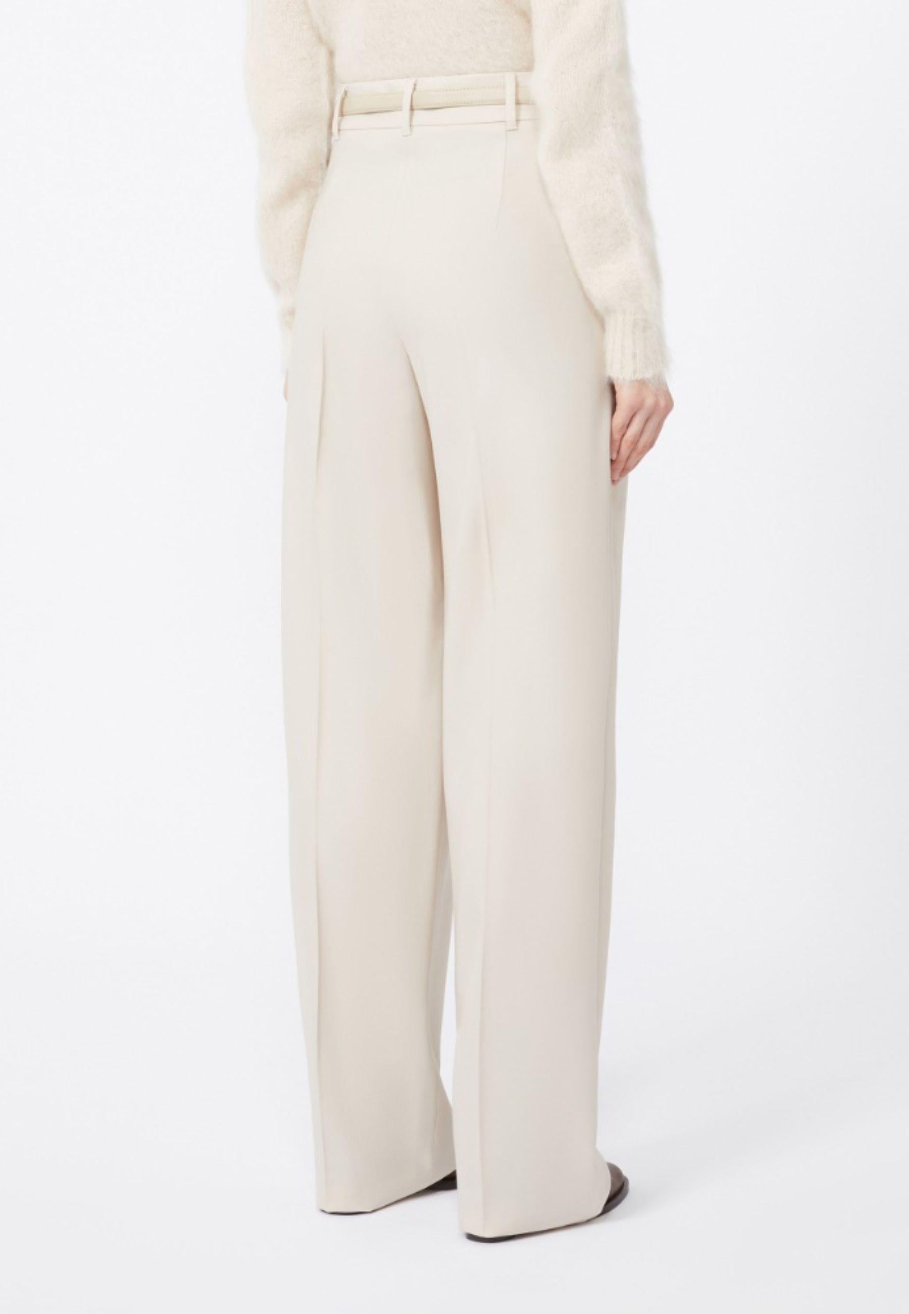 Pantalone in saglia di lana - Beige 
