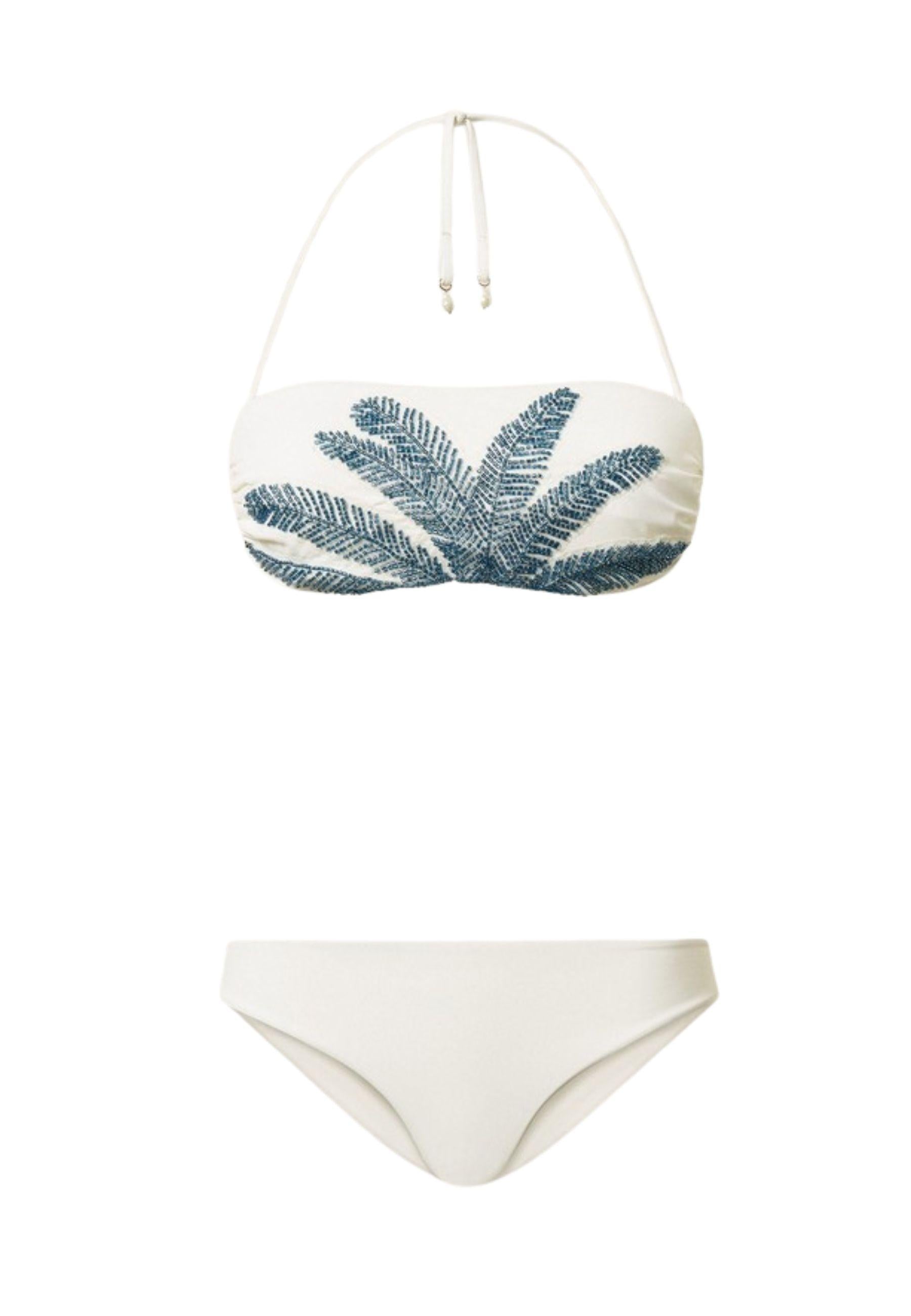 Bikini Fascia con Ricamo Gioiello e Slip Brasiliana 