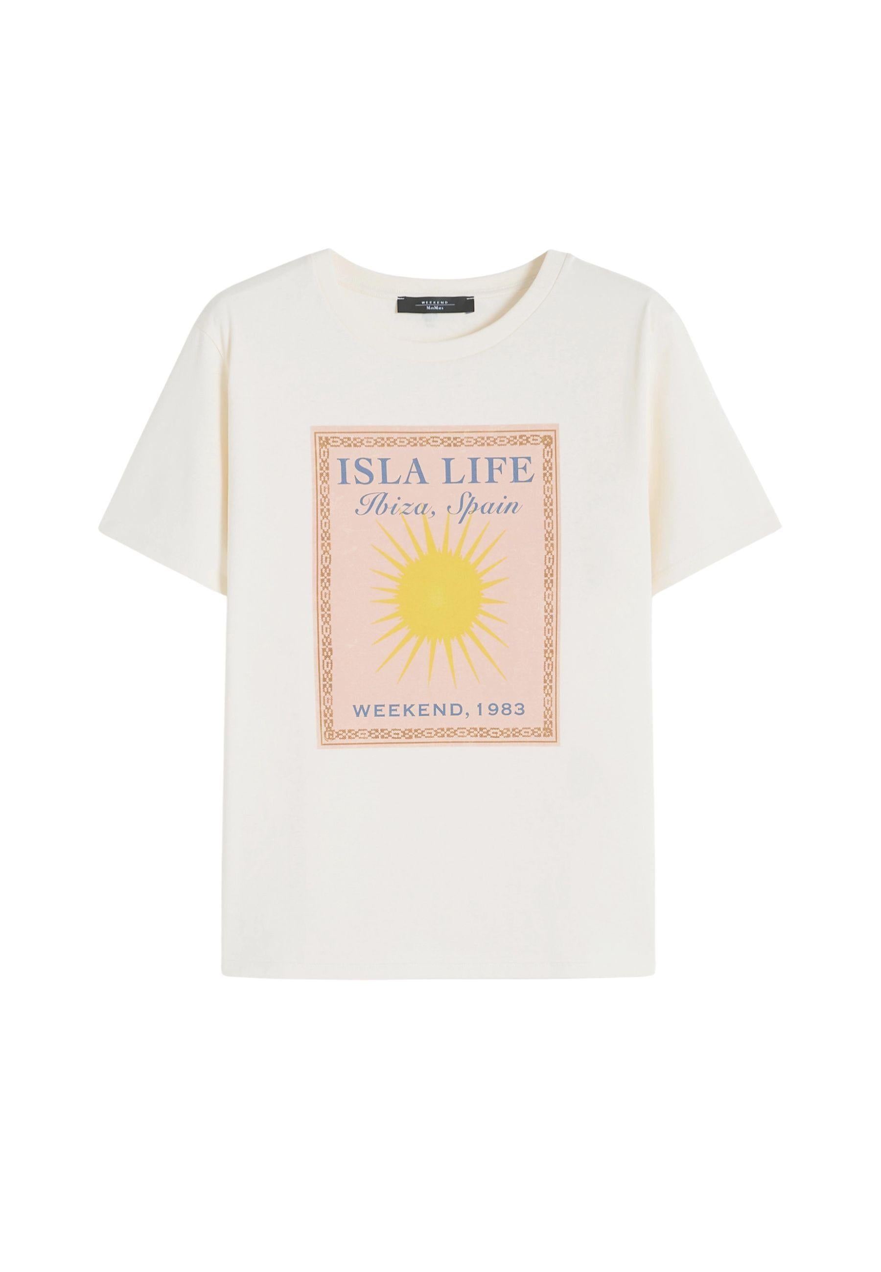 T-shirt in jersey di cotone con stampa frontale 