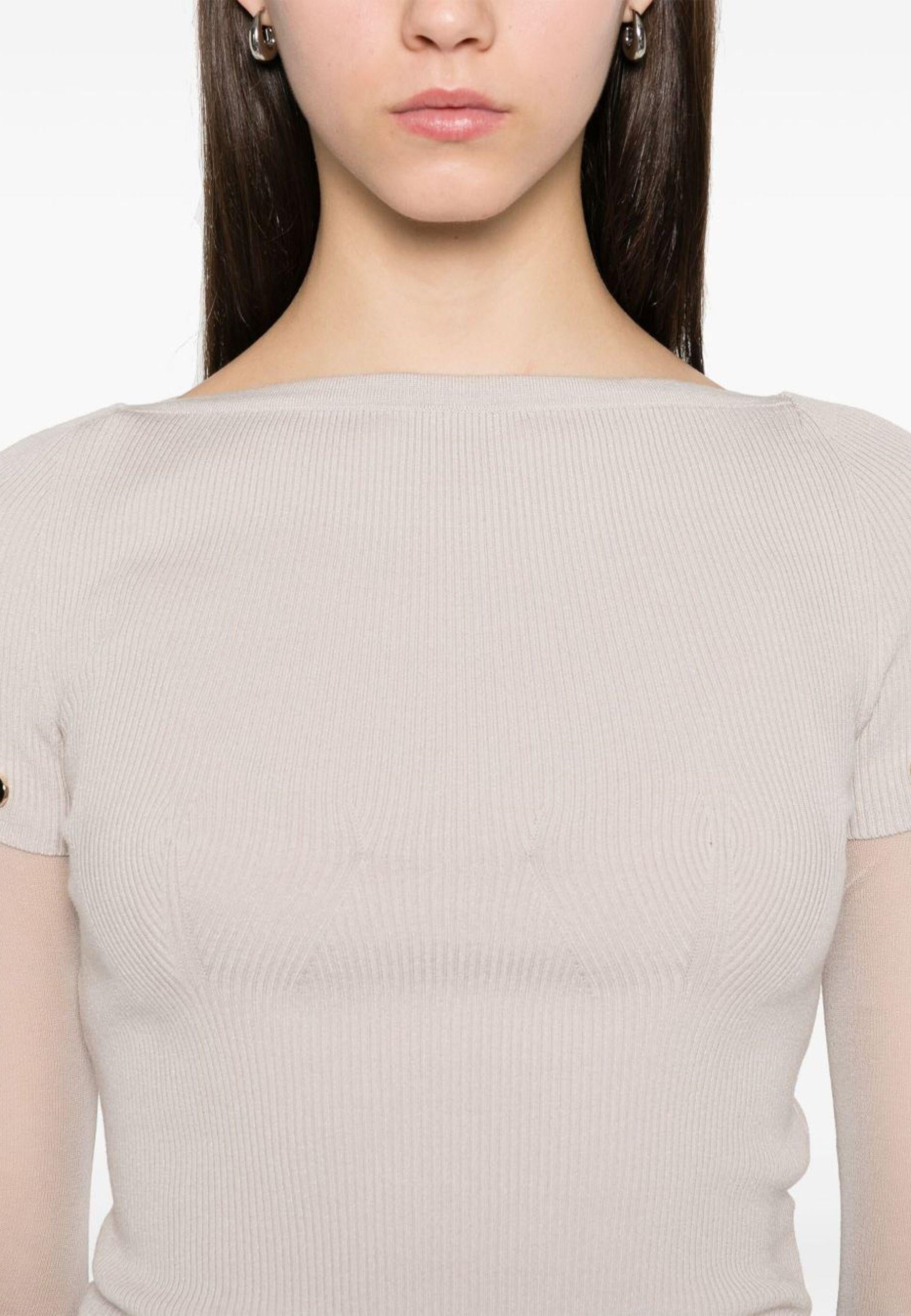 SPORTMAX - Maglia "Alcide" in viscosa stretch con maniche rimovibili 