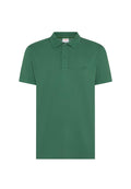 Moss green cotton polo shirt with contrast details